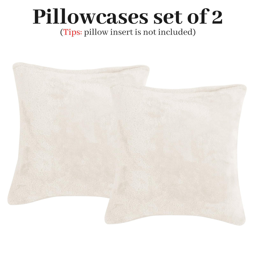Faux Fur Pillow Cases Set of 2, Luxury Ultra Soft Fuzzy Pillowcases, Fluffy Plush Velvet Pillow Covers with Zipper, Cozy Warmth and No Shedding