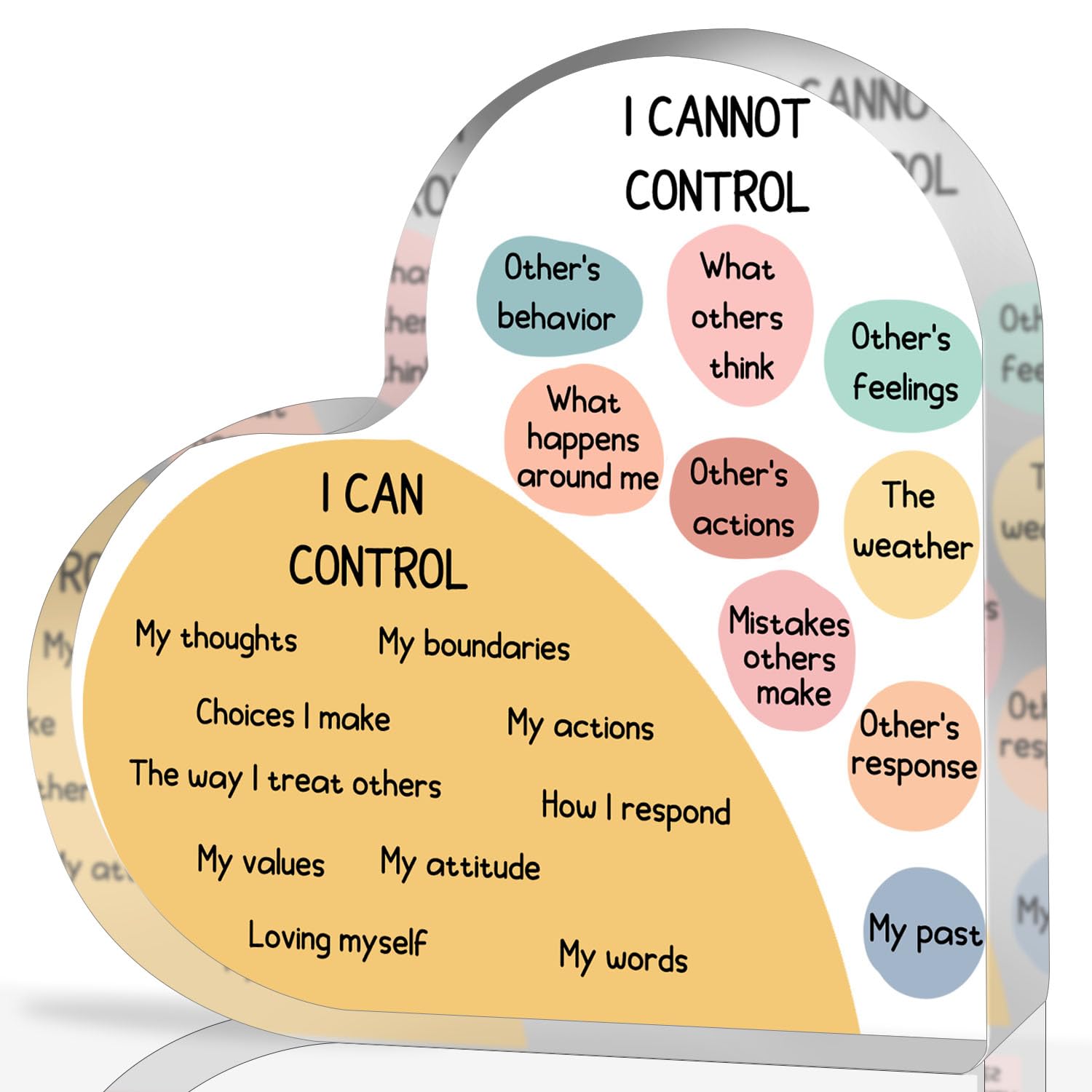 Note to Self Motivational Acrylic Heart Decor