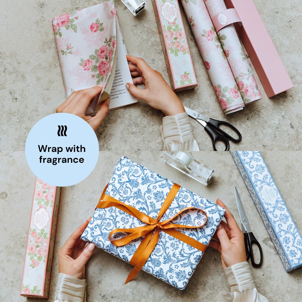 Scented Drawer Liners - Non-Adhesive Paper Sheets for Closet Shelves, Cabinet, Home Essentials & Dresser - 14 x 19.5 Inch Royal Damask Print Drawer Liner - Coquette Room Decor