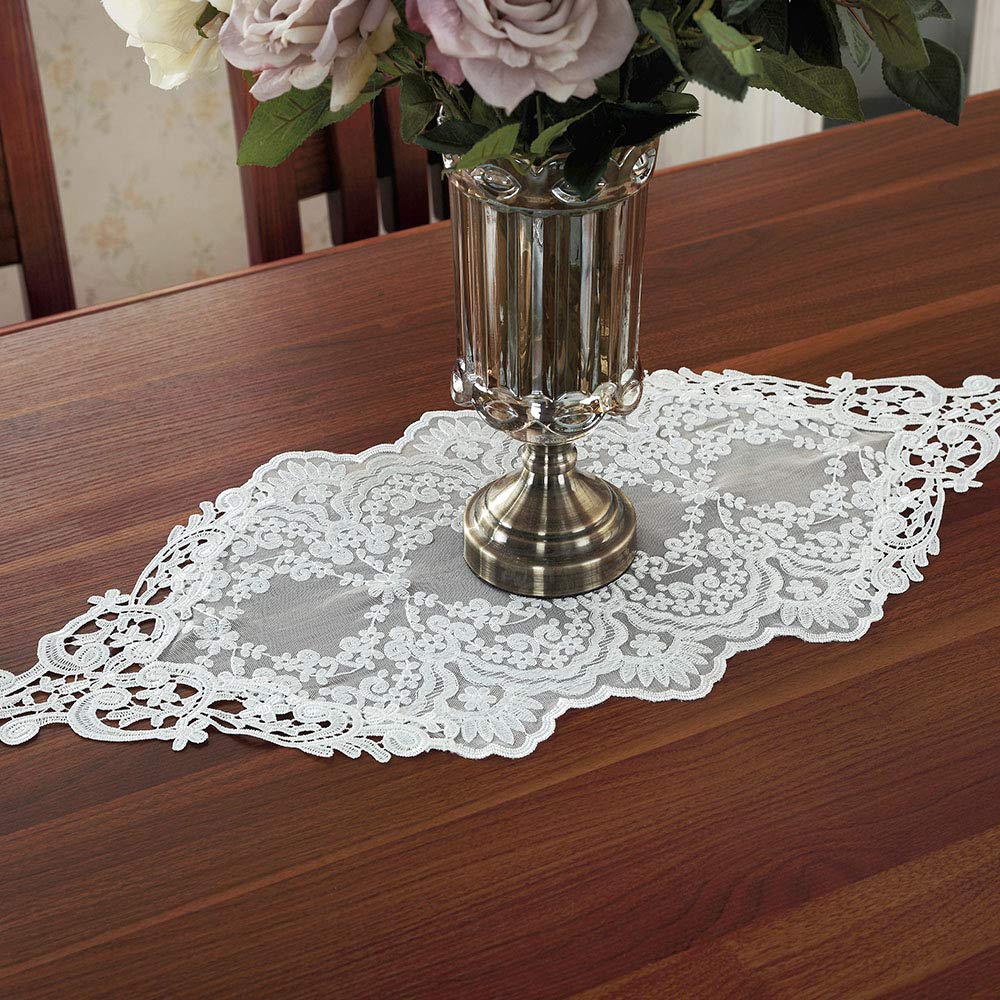 Rectangle Table Runner Lace Macrame Embroidered Table Runners with Exquisite Vintage Shabby Chic