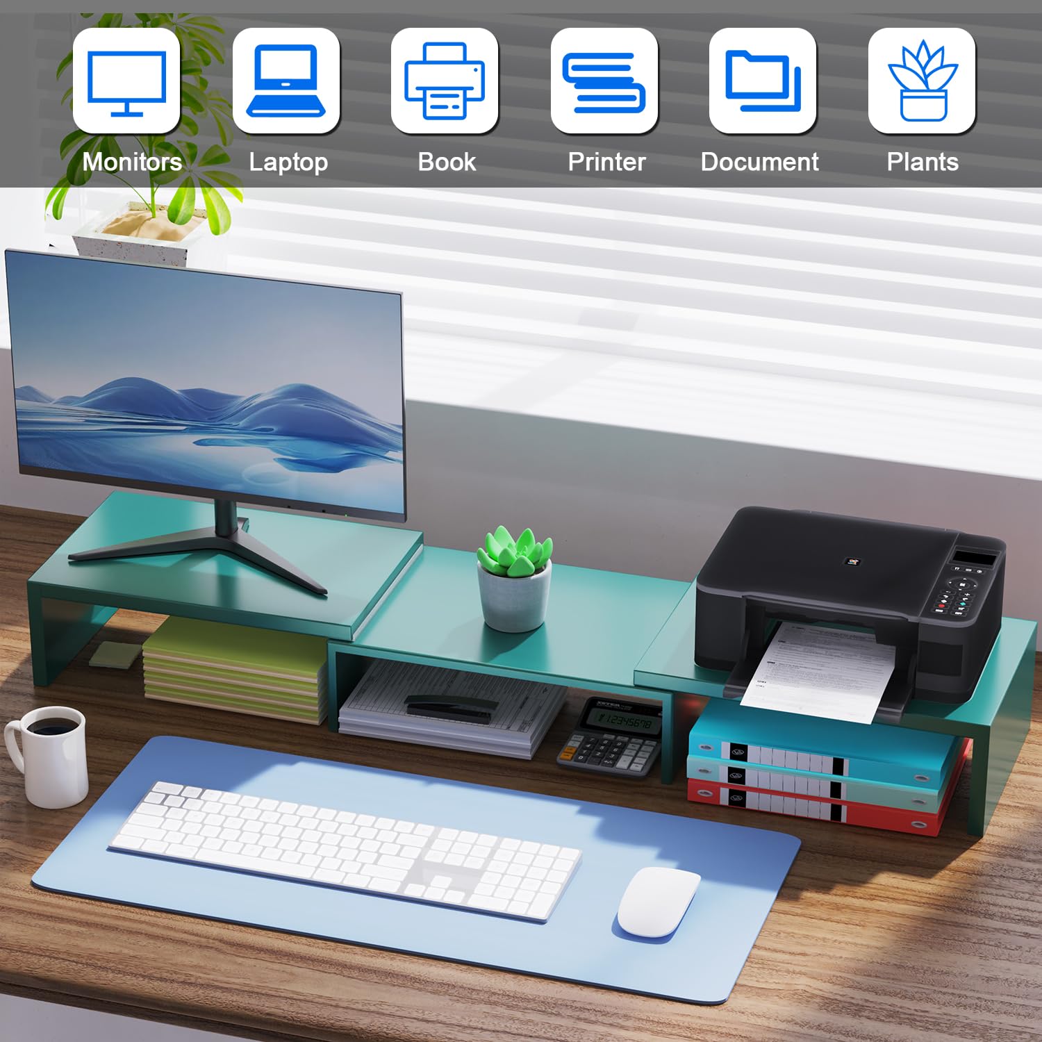 Dual Monitor Stand for Desk, Metal Monitor Riser, Office Supplies and Accessories