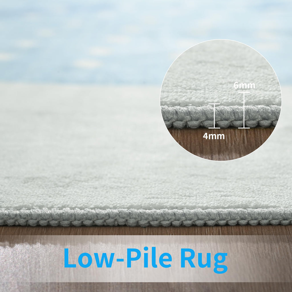 Faux Wool Boho Floral Area Rug Abstract Print Soft Carpet, TPR Non-Slip Backing, Machine Washable Low Pile Rug