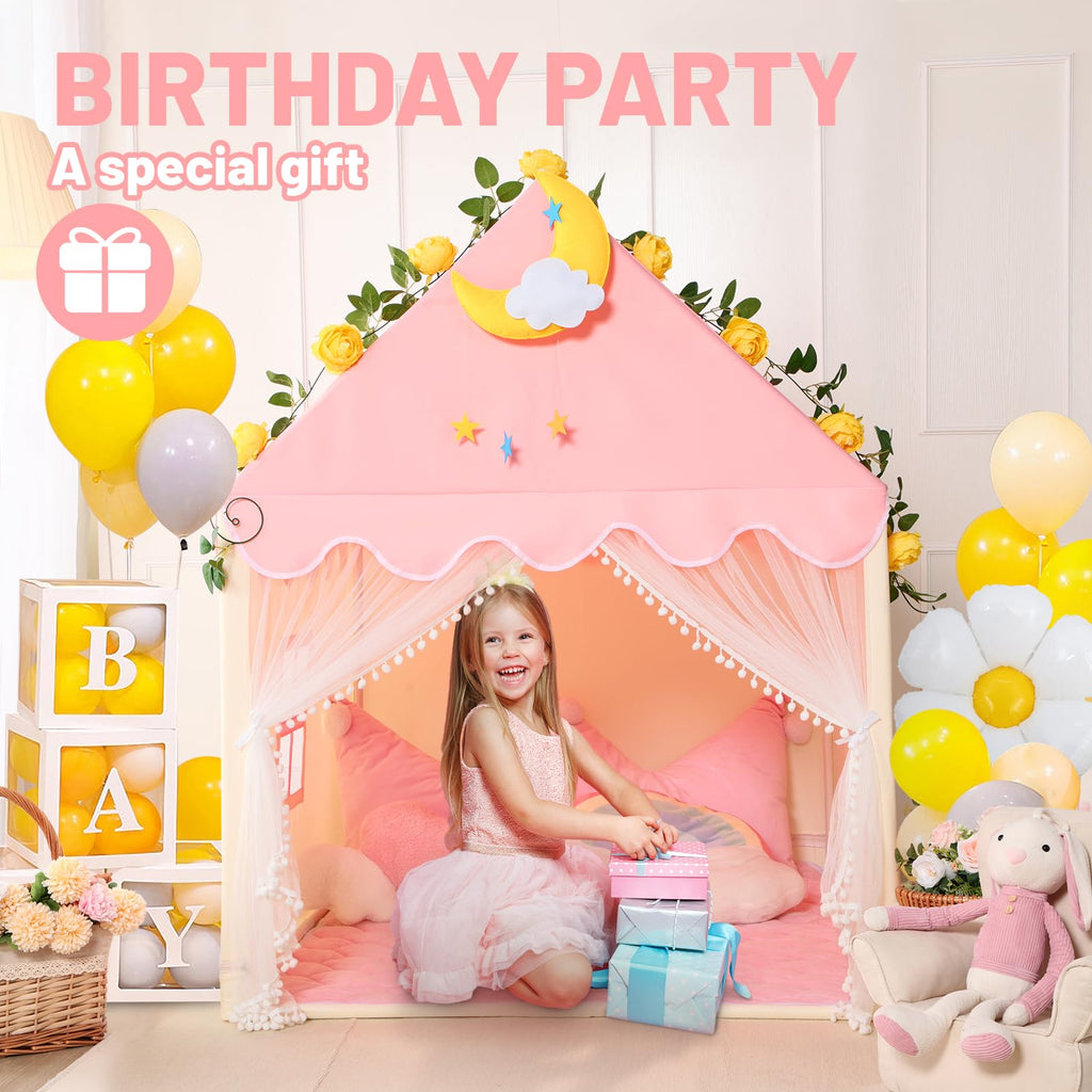 Kid Tent with Mat, Star Lights - Kids Play Tents for Toddlers Kids Tents Indoor Playhouse - Princess Tent for Girls Toy House