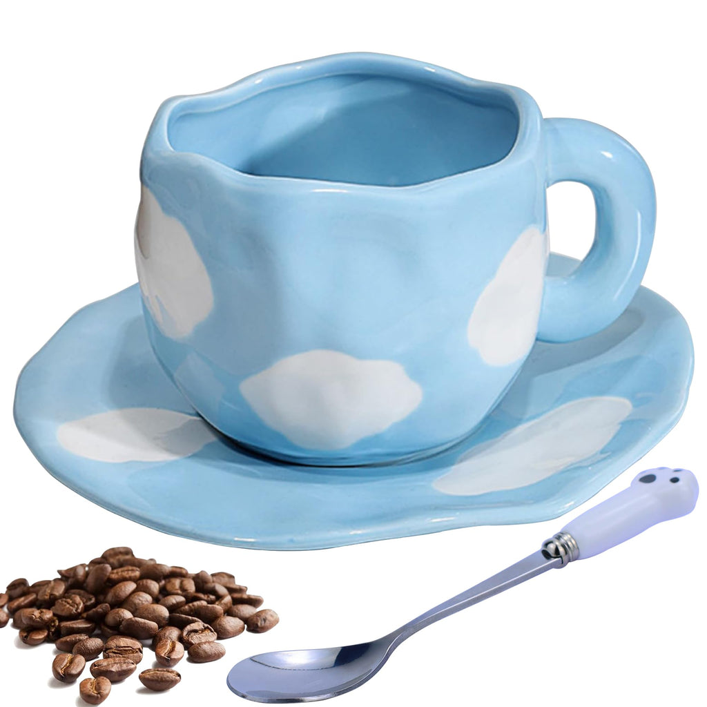 Coquette Bow Coffee Mug Personalized Set with Saucer Mug Porcelain Coffee Tea Cup 12oz