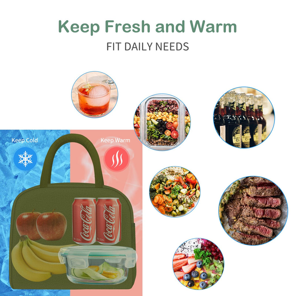 Reusable Insulated Lunch Tote Bag,Leakproof Food Handbags Case High Capacity
