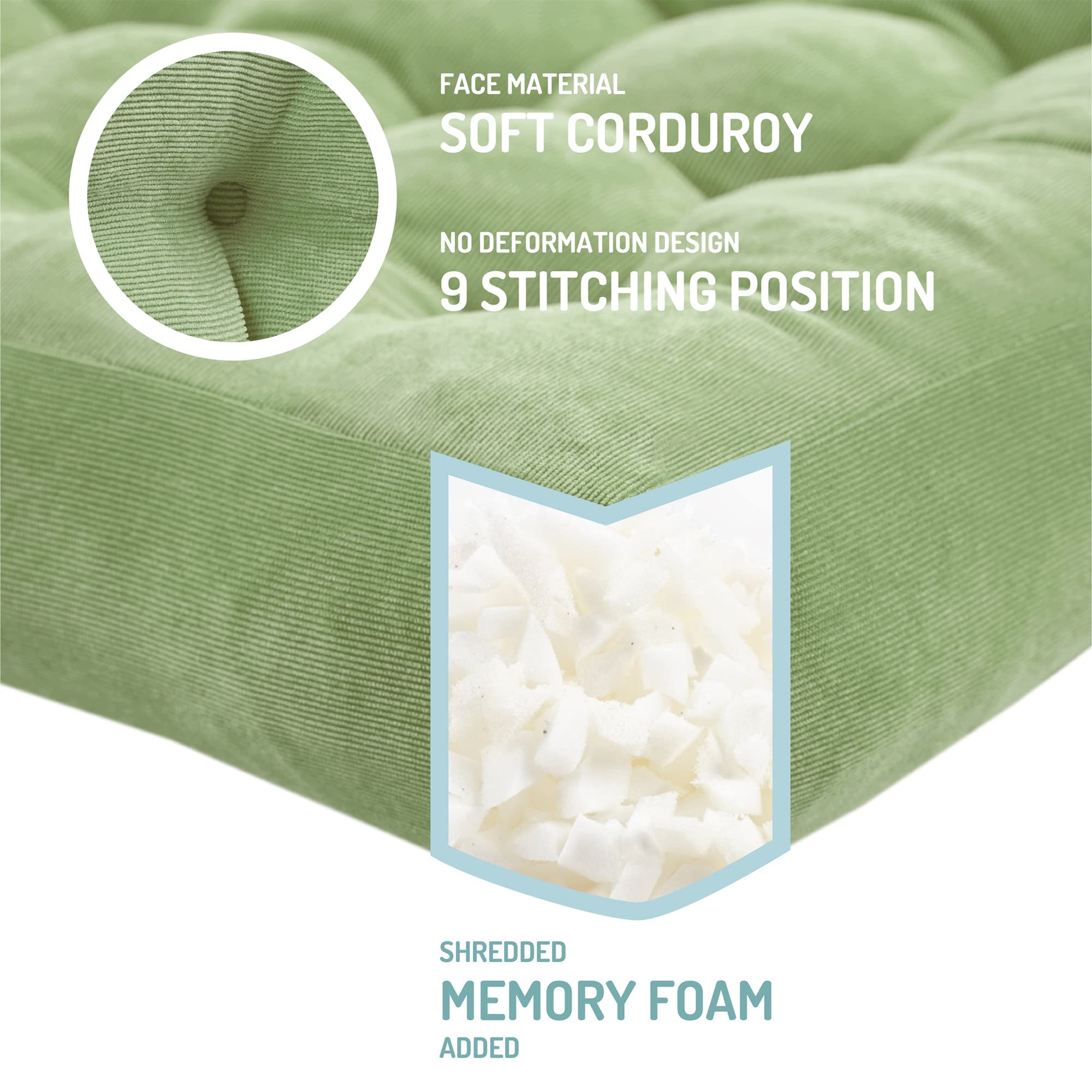 Square Large Pillows Seating Meditation Floor Pillow, Tufted Corduroy Cushion for Living Room