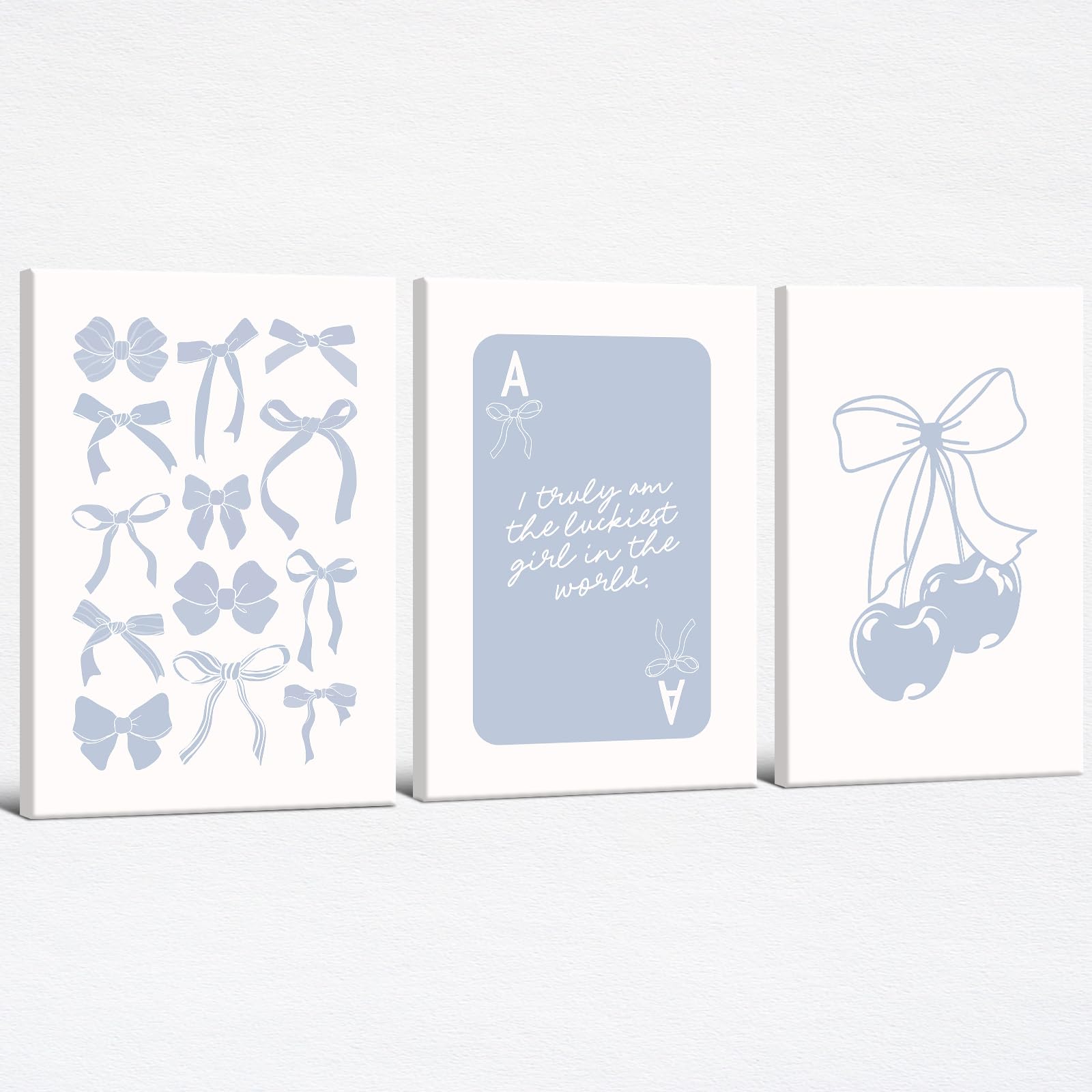 Coquette Bow Aesthetic Poster Preppy Wall Art Set of 3 Trendy Cute Canvas Prints