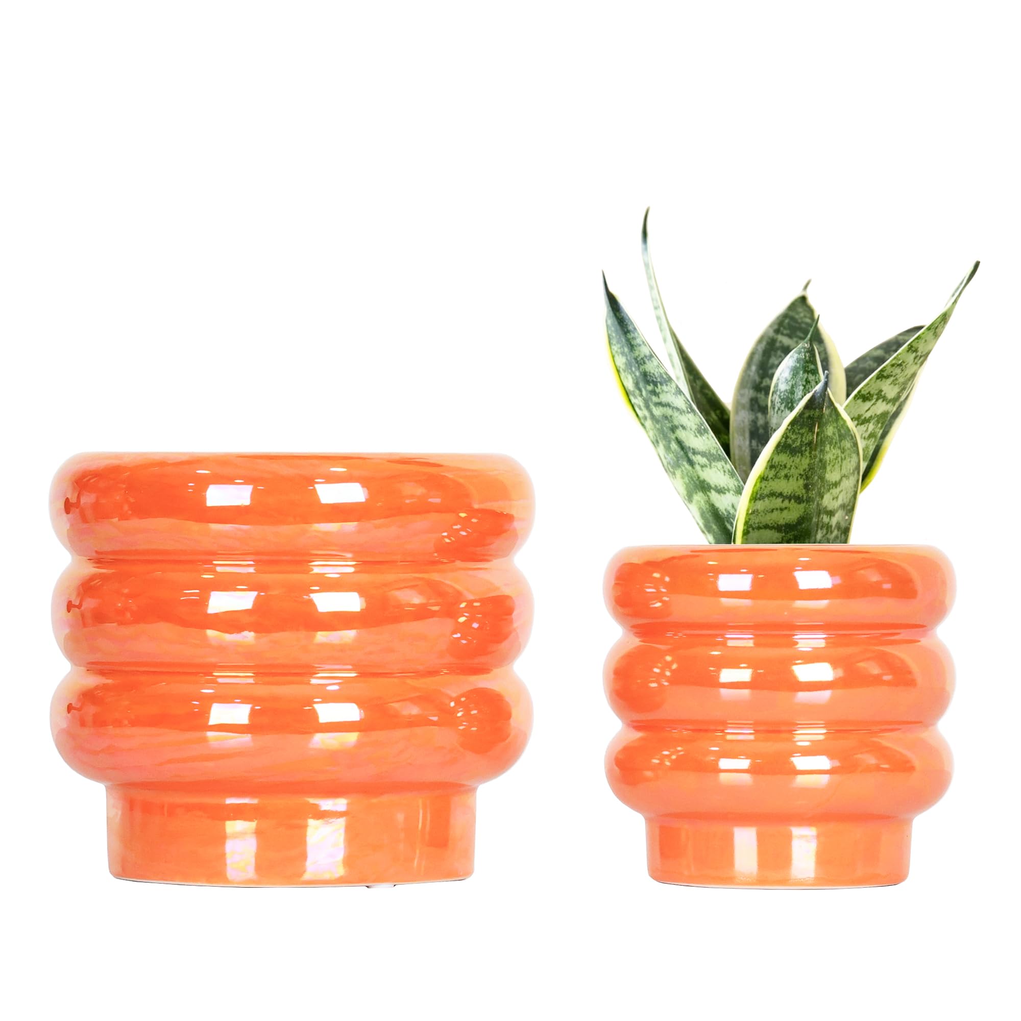 Ceramic Plant Pots for Indoor Plants, Rainbow Pearl Glaze Planter with Planters for Plants with Drainage Hole