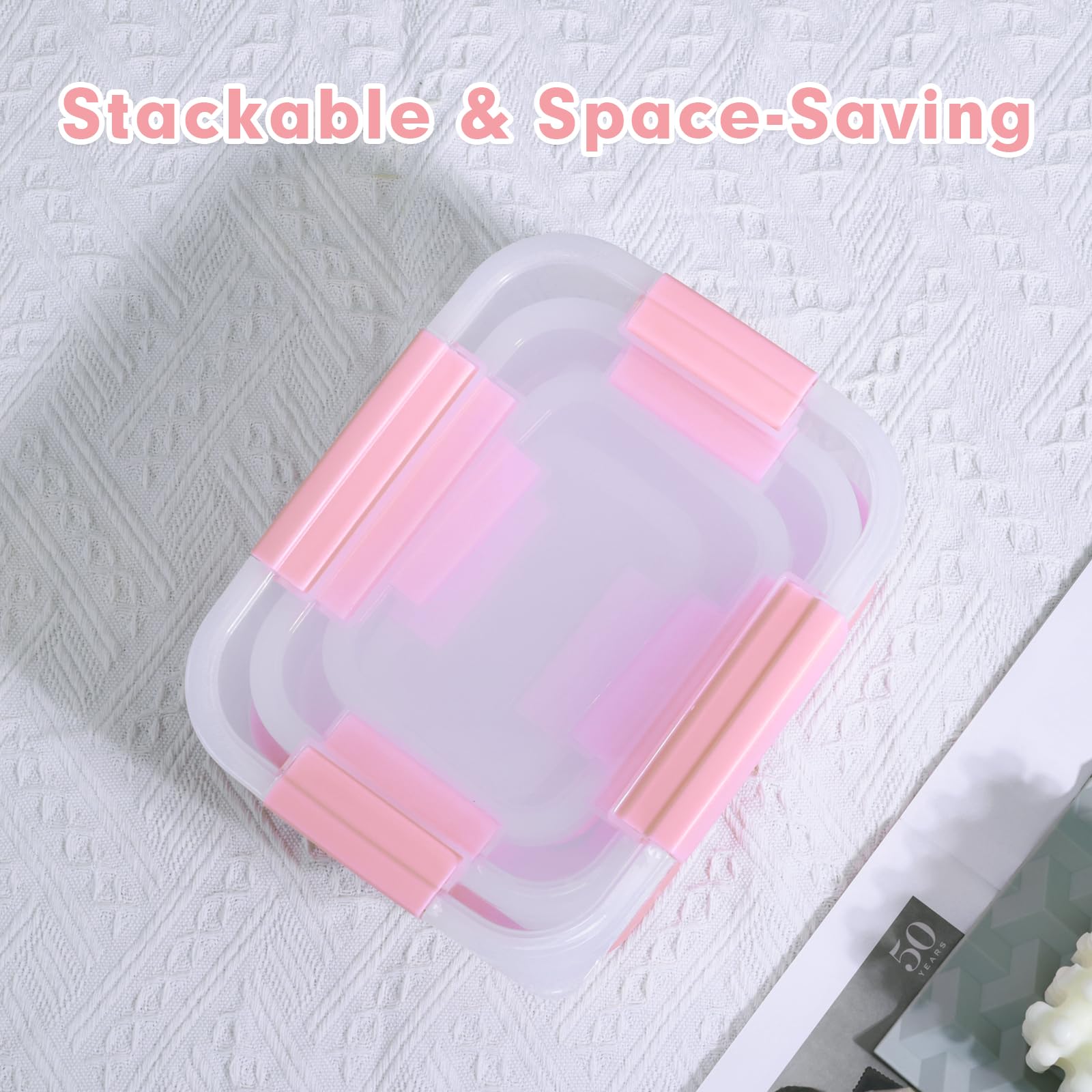Plastic Food Storage Containers with Leakproof Locking Lids, Stackable Airtight Storage Containers BPA-Free & Freezer Safe, Non-slip Base, Set of 4 Pieces