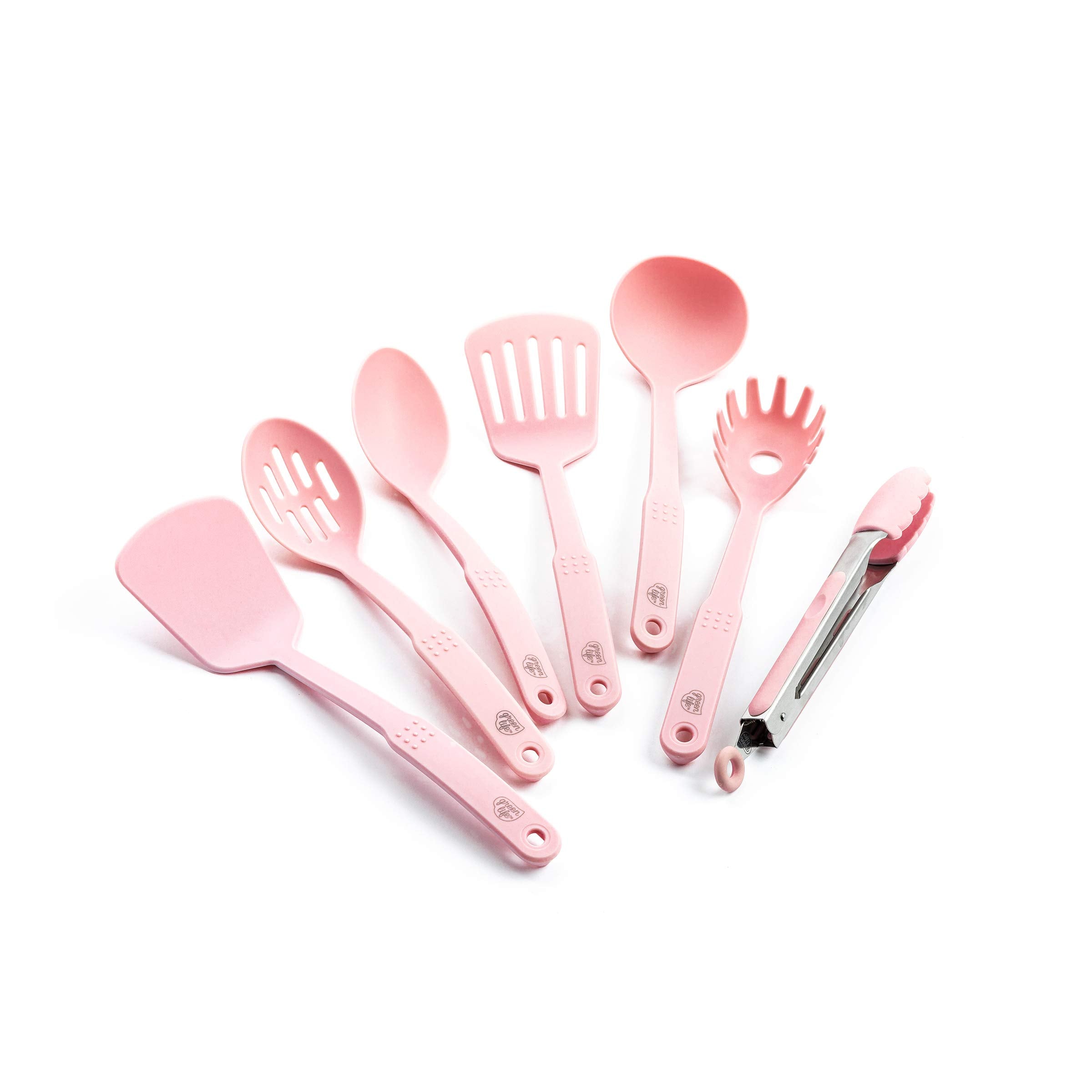 Cooking Tools and Utensils, 7 Piece Nylon Set including Spatulas Turner Spoons and Tongs, Dishwasher Safe