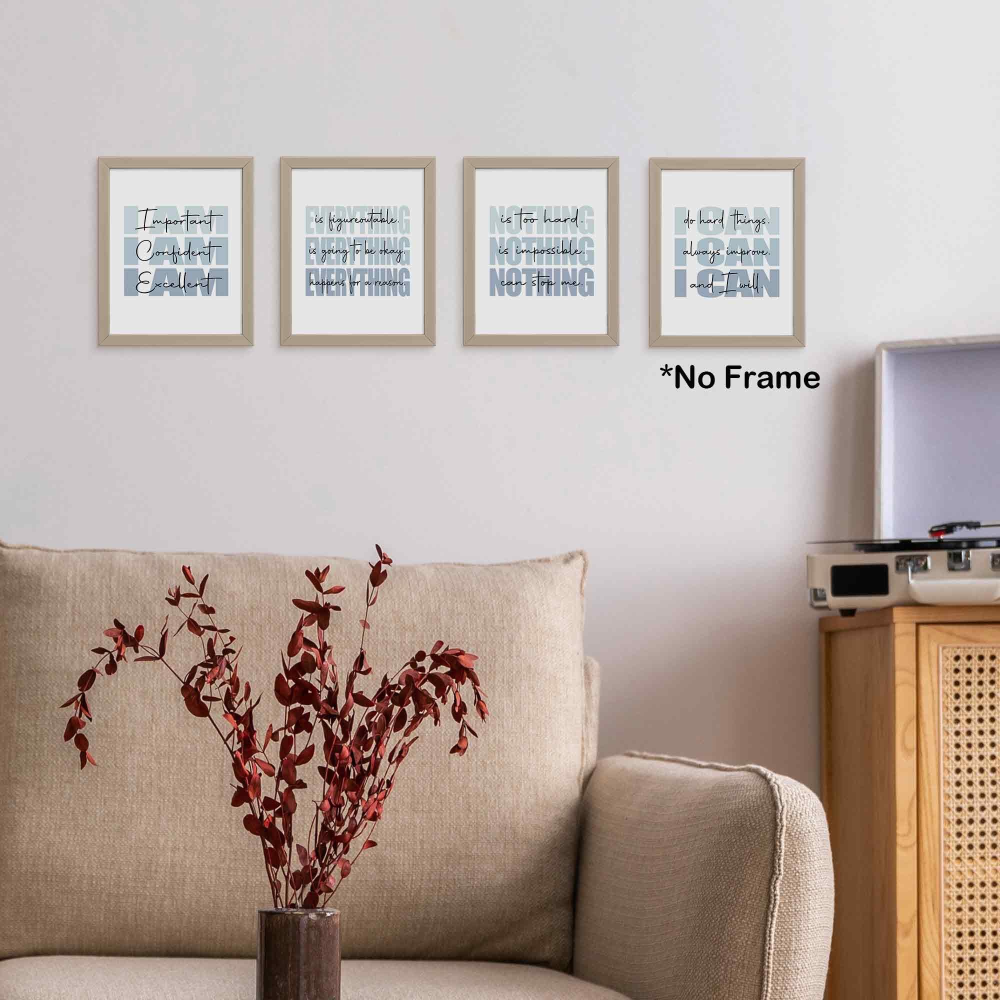 Set of 4 Inspirational Posters â€?Motivational Wall Art for Teen Girls & Women (8x10)