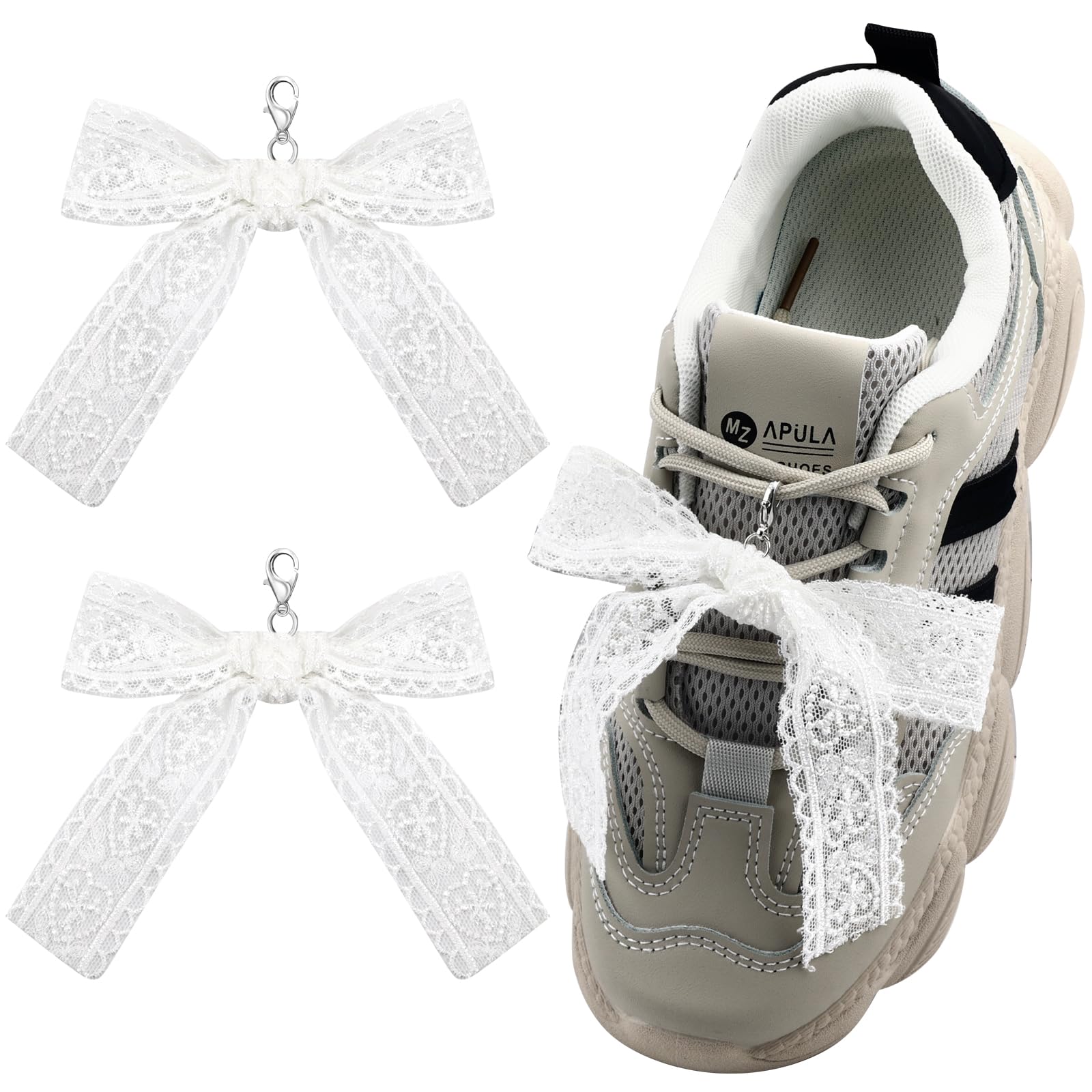 Pearl Bow Shoe Charms 2Pcs for Sneakers Decoration Shoe Lace Charms