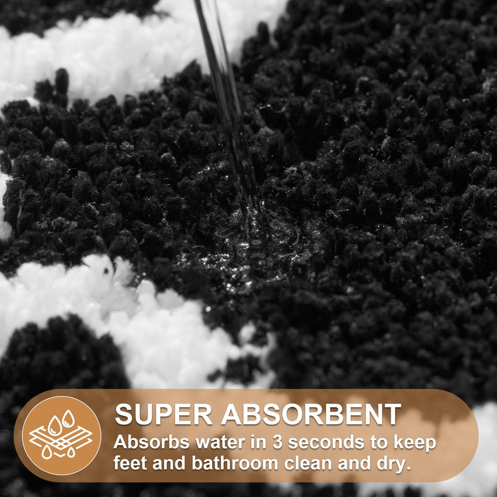 Cute Scalloped Bath Mat, Fun Plush Microfiber Scallop Bathroom Rugs Non Slip Washable Quick Dry Absorbent