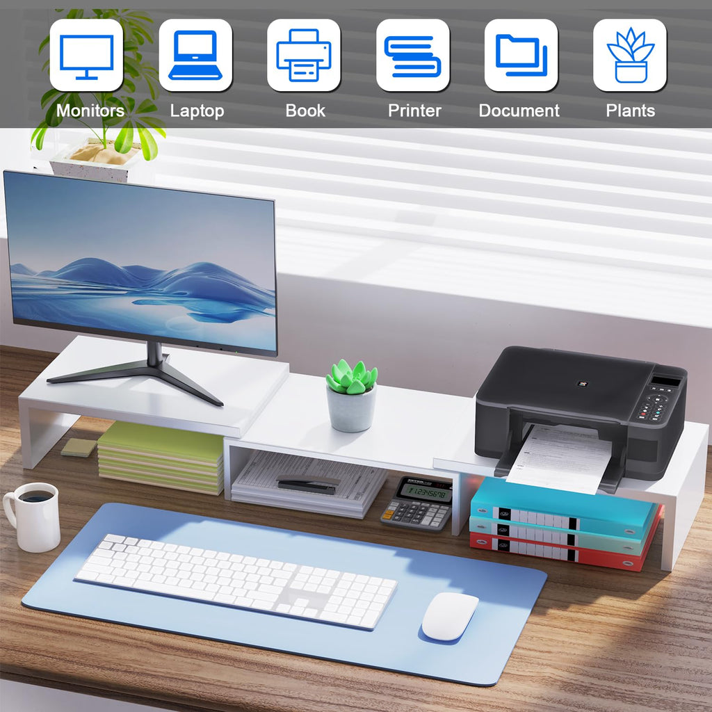 Dual Monitor Stand for Desk, Metal Monitor Riser, Office Supplies and Accessories