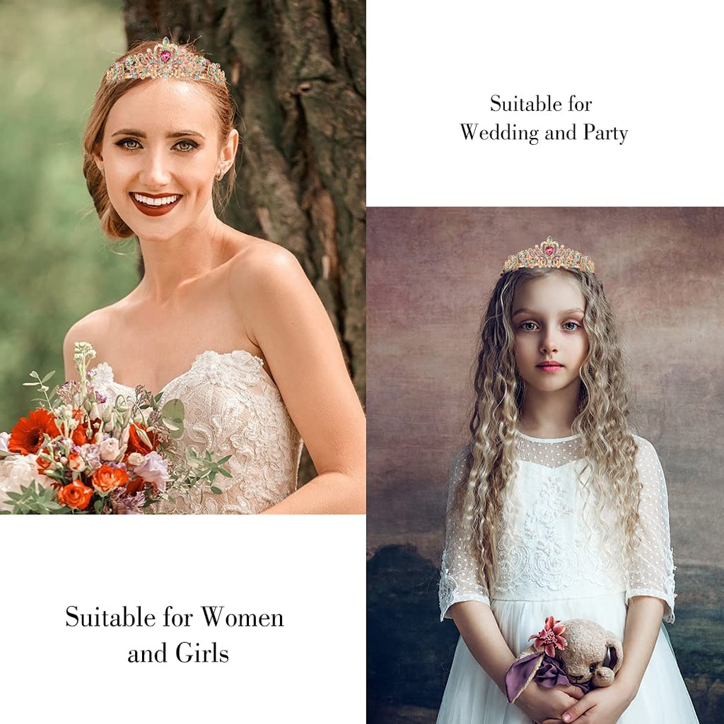 Princess Crystal Tiara Crown Headband Elegant Crown With Combs