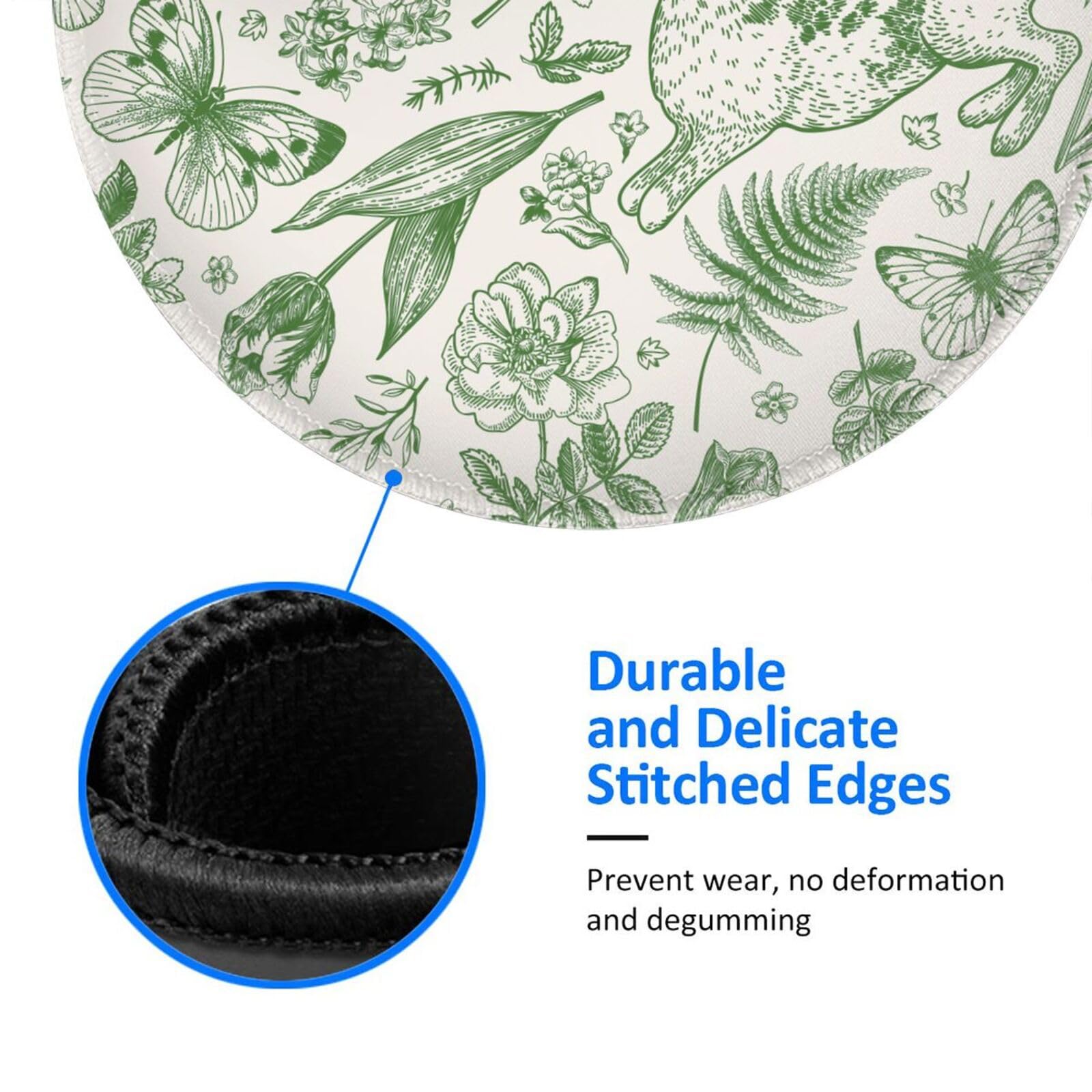 Round Mouse Pad Desk Top - Stitched Edges 8 X 8 Inch