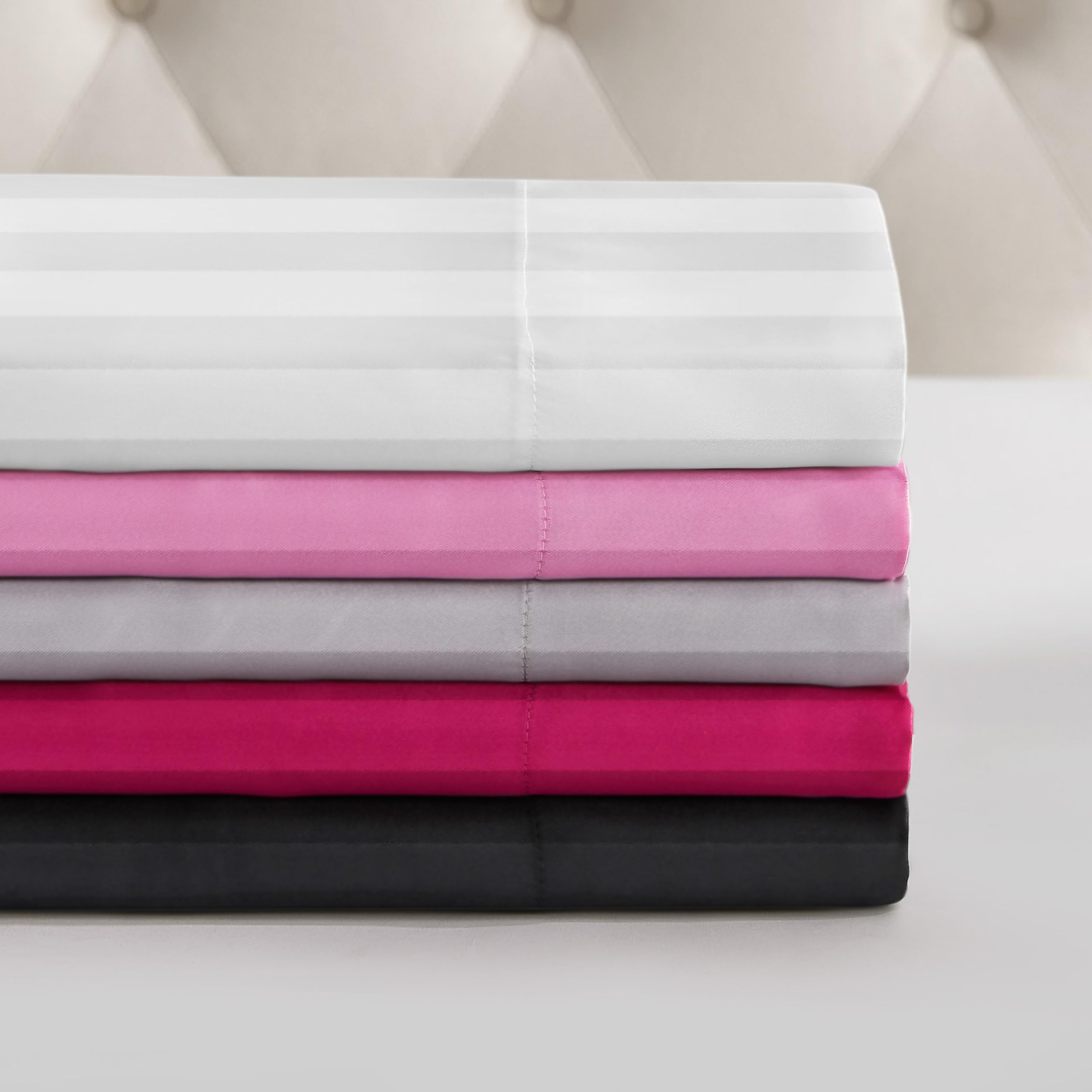 Juicy Couture Silky Satin Damask Sheet Set - Luxury Smooth Satin Striped Sheets