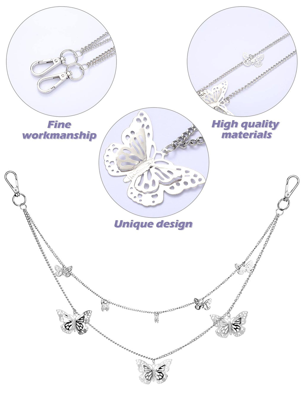 Multi-Layer Chain Belt â€?5-Piece Hip Hop Metal Wallet Chains for Jeans & Pants