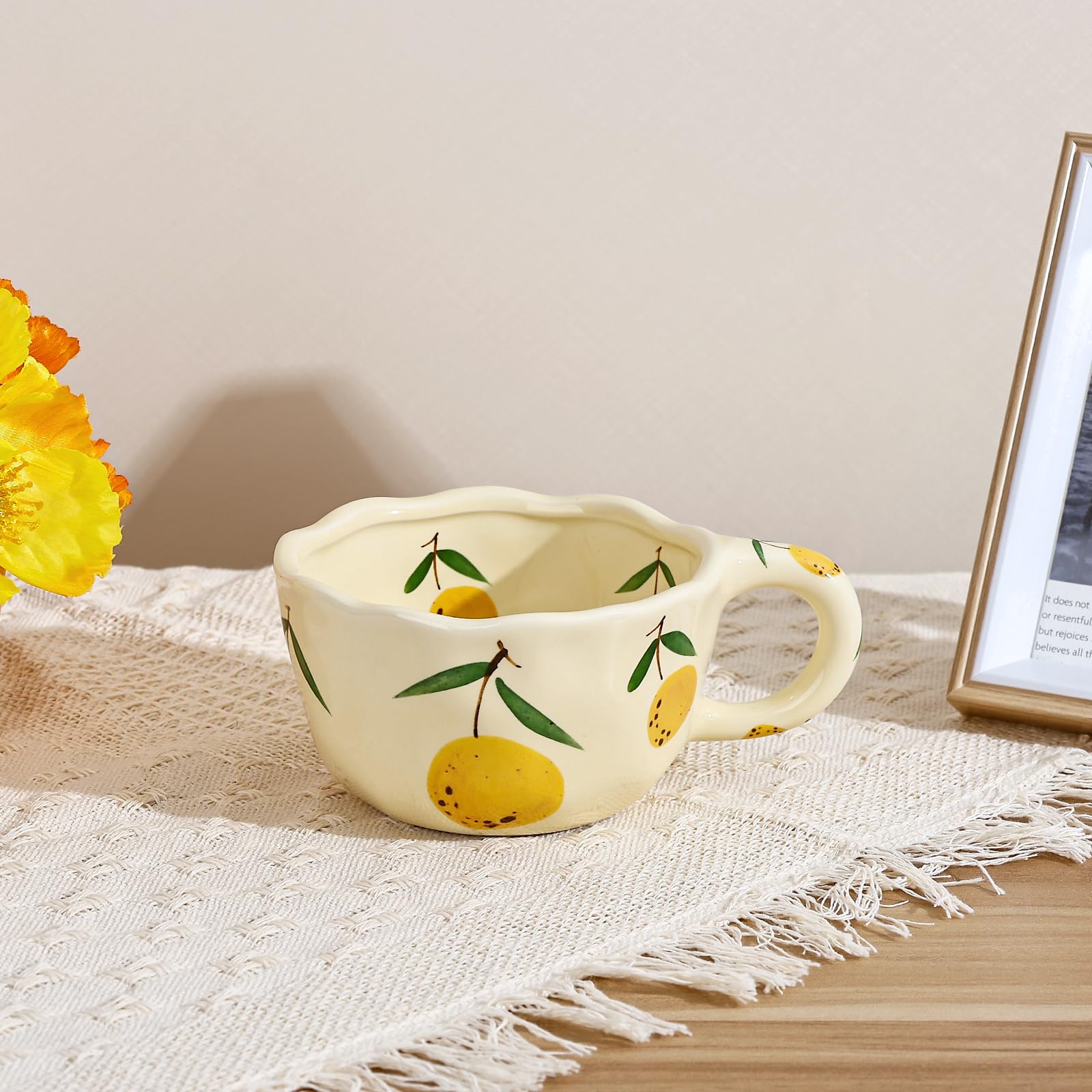 Ceramic Coffee Mug, Cute Floral Fruit Cup, Couple Mugs 8.5 oz/250 ml