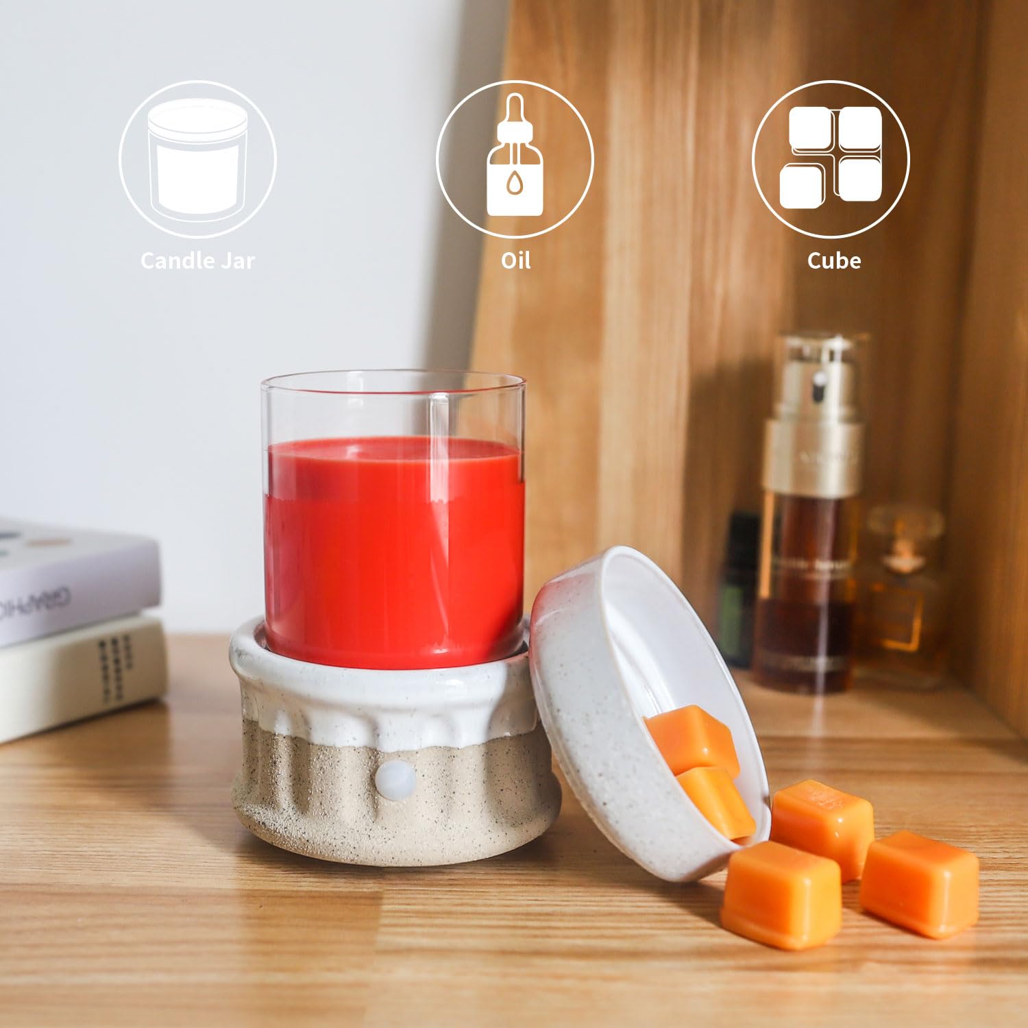 Ceramic Wax Melter 3-in-1 Candle Warmer for Scented Wax - Electric Fragrance Burner