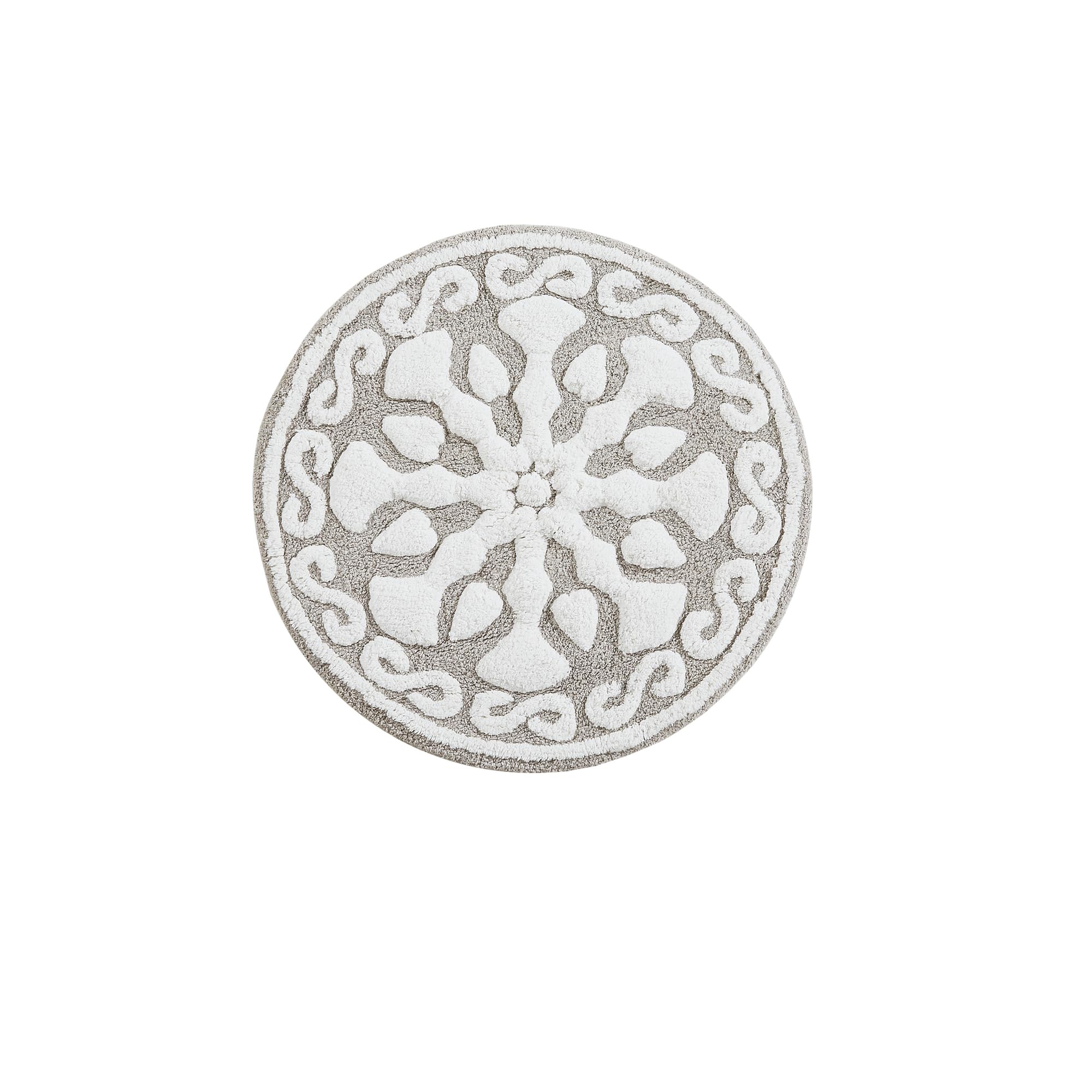 Medallion Floral Pattern Bath Mat 100% Cotton Tufted Bathroom Rugs Luxurious Plush Absorbent, Quick Dry
