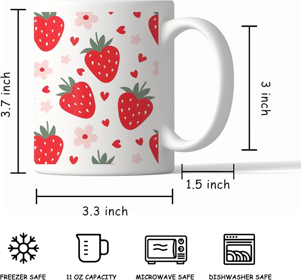 Strawberry Mug - Strawberry Cute Aesthetic Mug, 11 oz