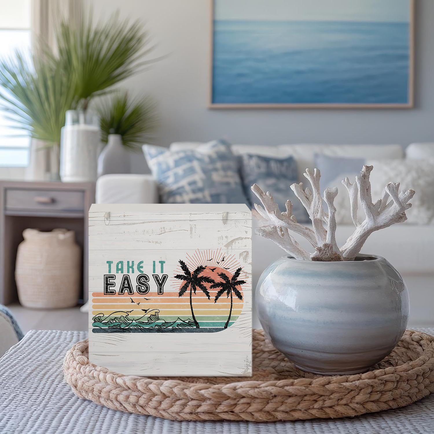 Coquette Pink Bow Champagne Wooden Box Sign, 5x5 Inch