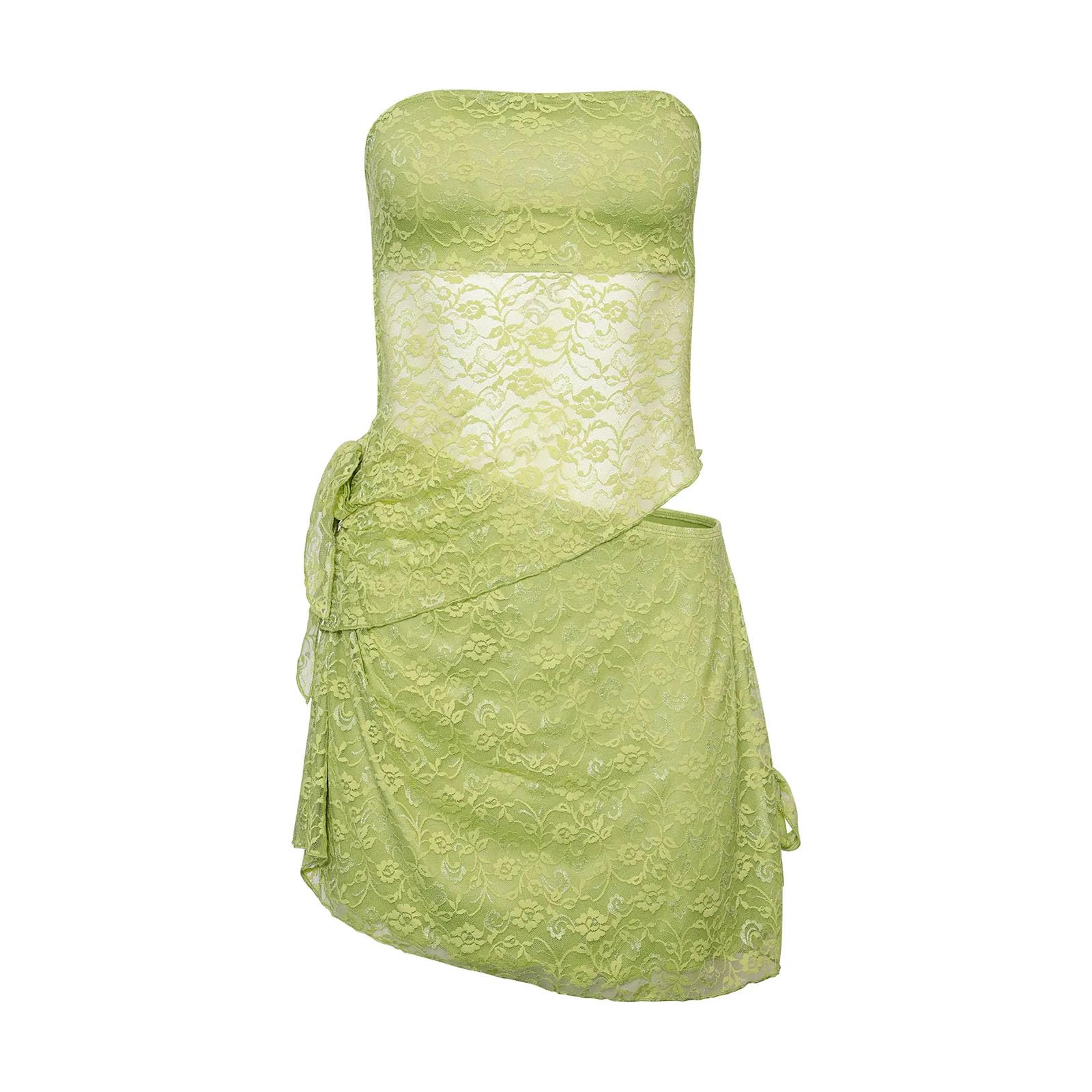 Women Y2k Ruffle 2 Piece Skirt Set Sexy Lace Mesh Crop Top and Mini Skirt Set Outfits