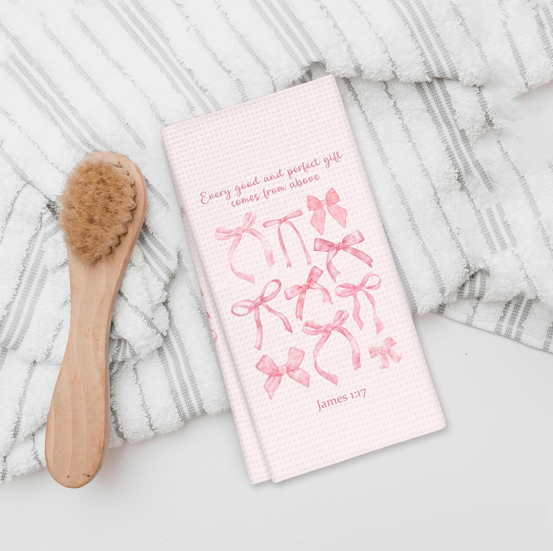 Girly Pink Bow Coquette Preppy Towel, 16x24 Inch