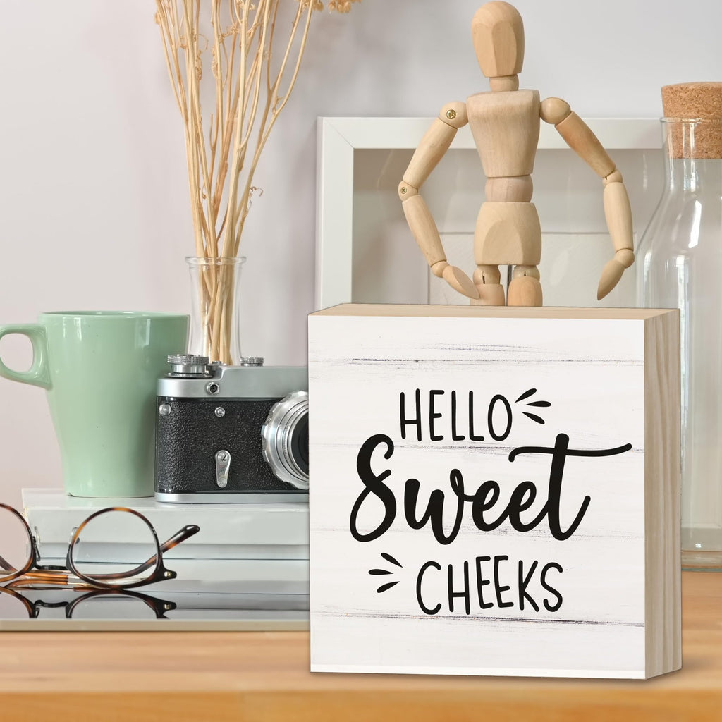 Hello Sweet Cheeks Bathroom Wood Block Signs