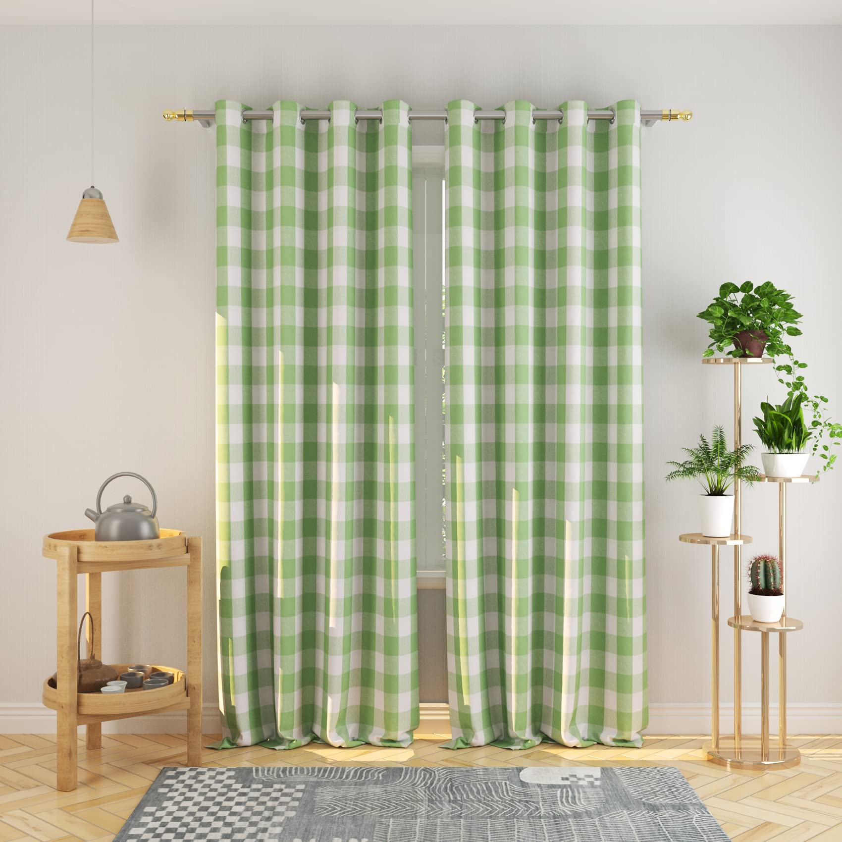 Tier Curtains Check Gingham Plaid Window Curtain Panels Bathroom Grommet Top Window Treatment 2 Panels