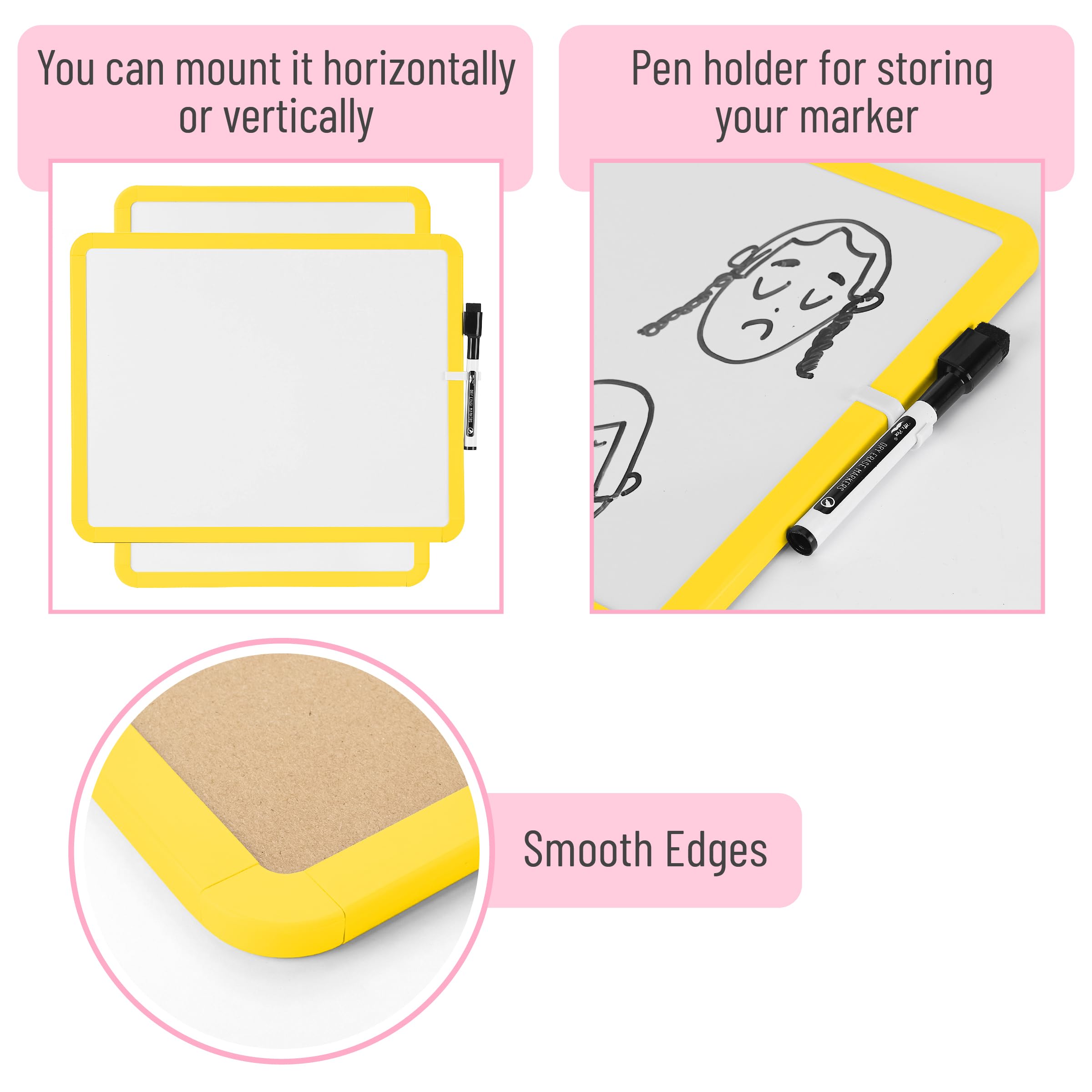 Dry Erase Board, 14â€?x 11â€?with a Black Dry Erase Marker Color Frame, Small White Board Dry Erase Whiteboard