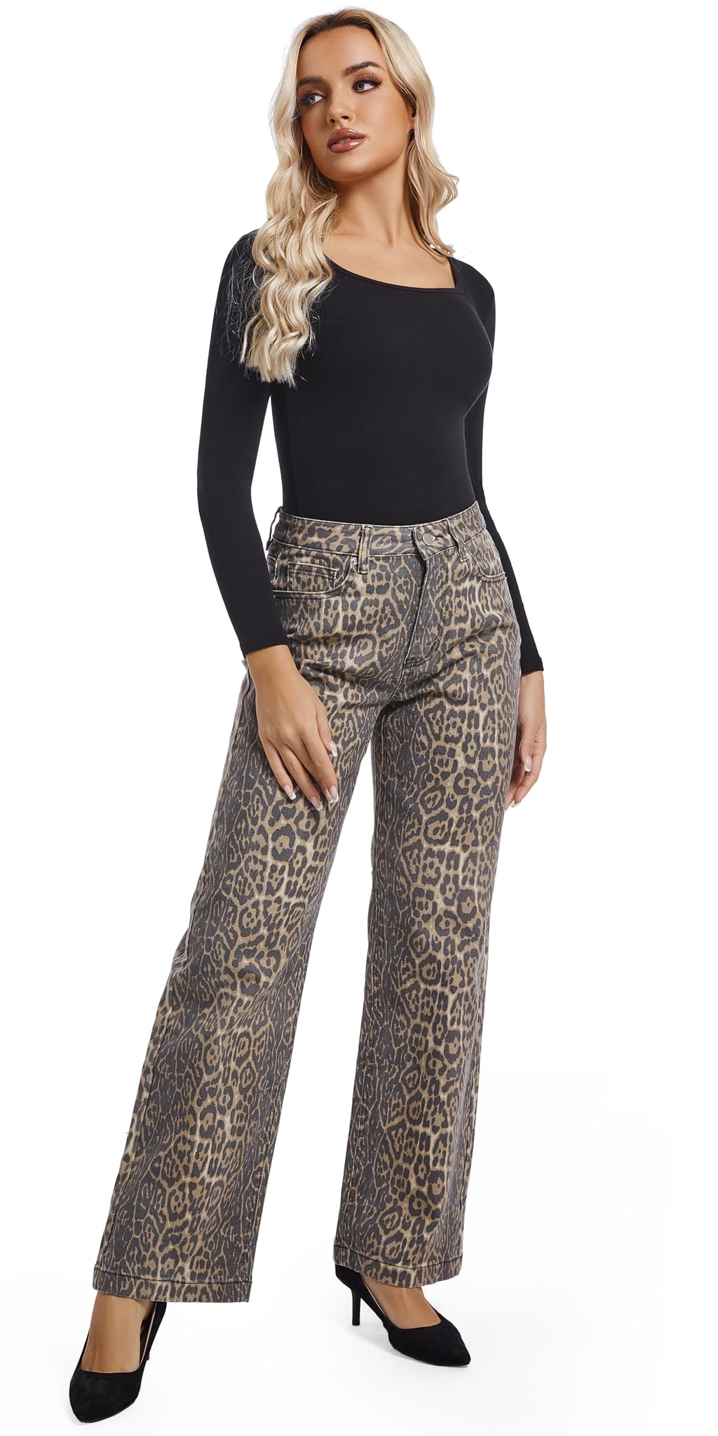 Women's Jeans Straight Leg Casual High Waisted Stretch