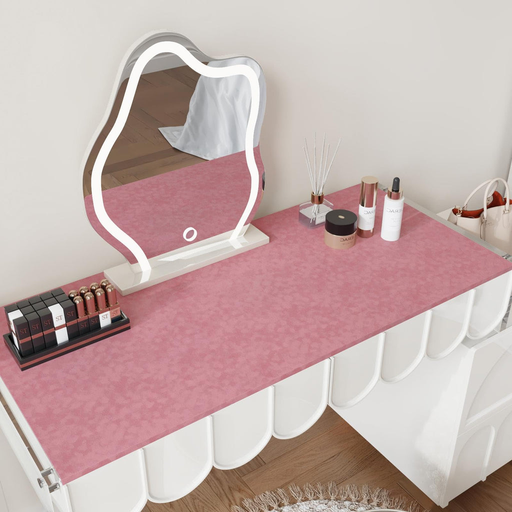 Velvet Wallpaper Peel and Stick Pink Contact Paper Self Adhesive Velvet Flocking Liner for Jewelry Drawer 12"x80" Fabric Felt Drawer Liner for Girls Bedroom Dressers Displays Decor