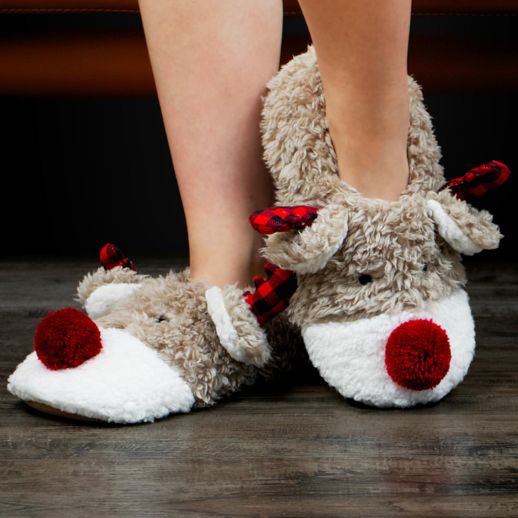 Cute Animal House Slippers - Fuzzy Warm Bedroom Slipper Socks Non-Slip Grippers
