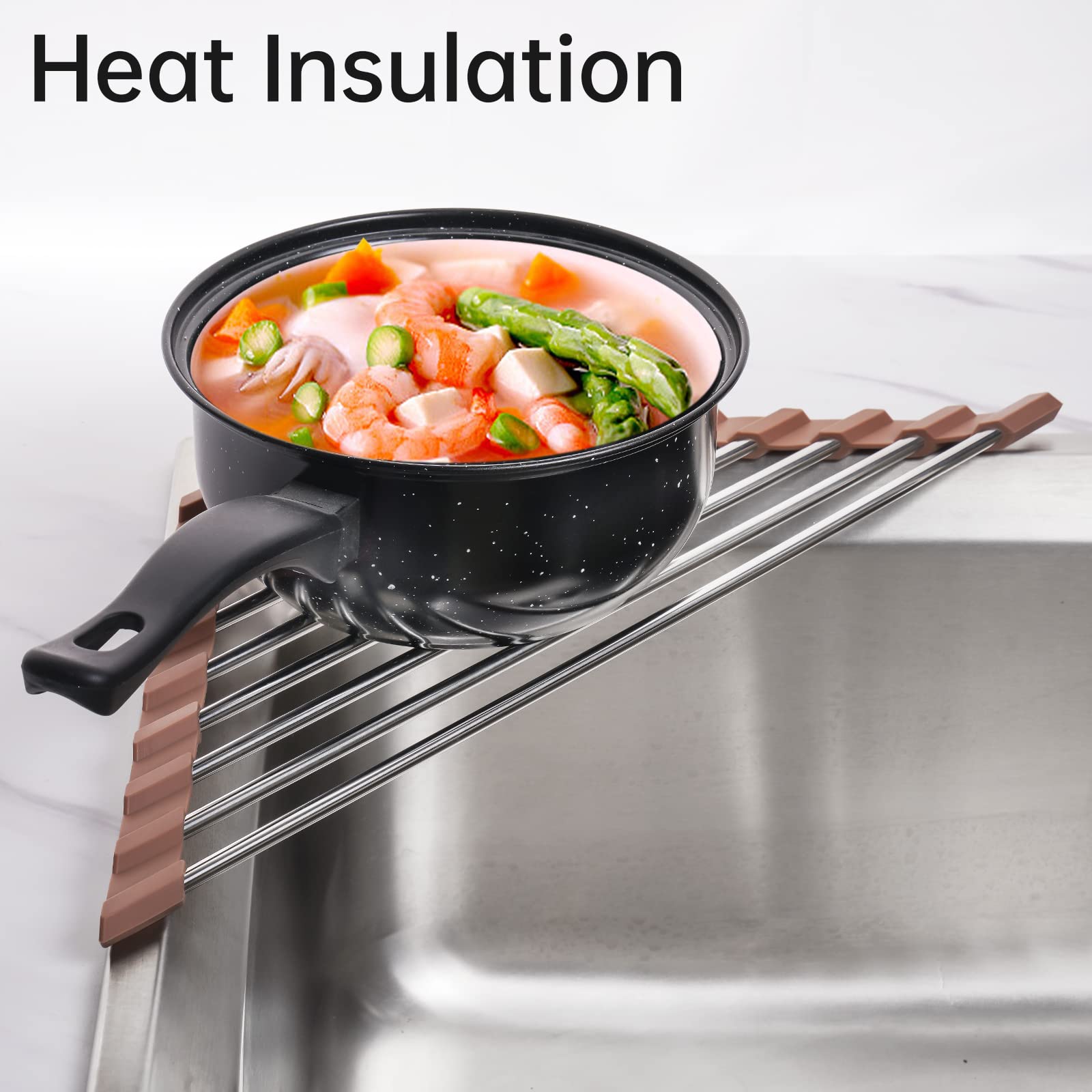 Triangle Foldable Dish Drying Rack, Small Roll-Up - Stainless Steel Over Sink Drainer for Kitchen Sink Corner, Rustproof