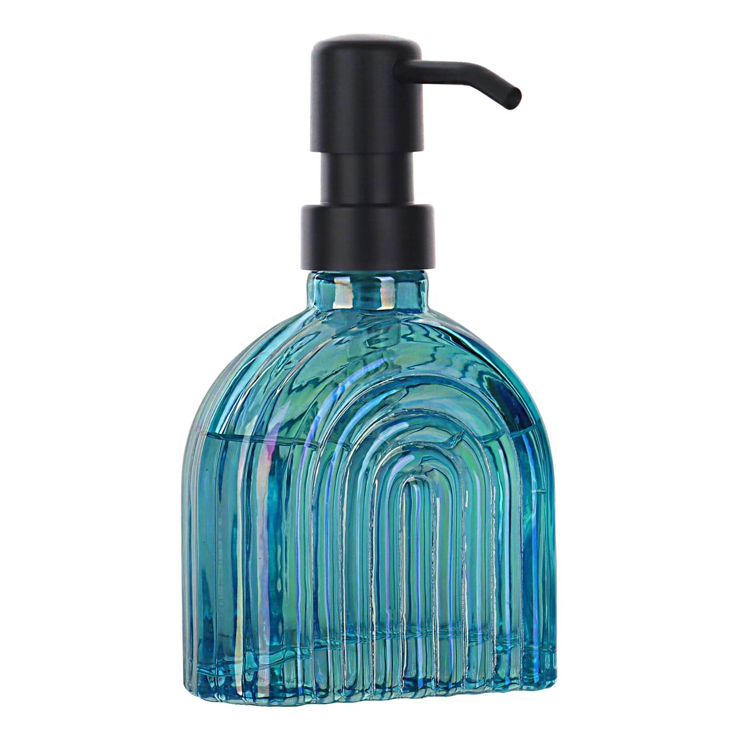 Glass Soap Dispenser Bathroom, 9 Oz Kitchen Soap Dispenser, Refillable Liquid Modern Soap Dispenser for Hand Soap, Lotion Dispensers Bottle