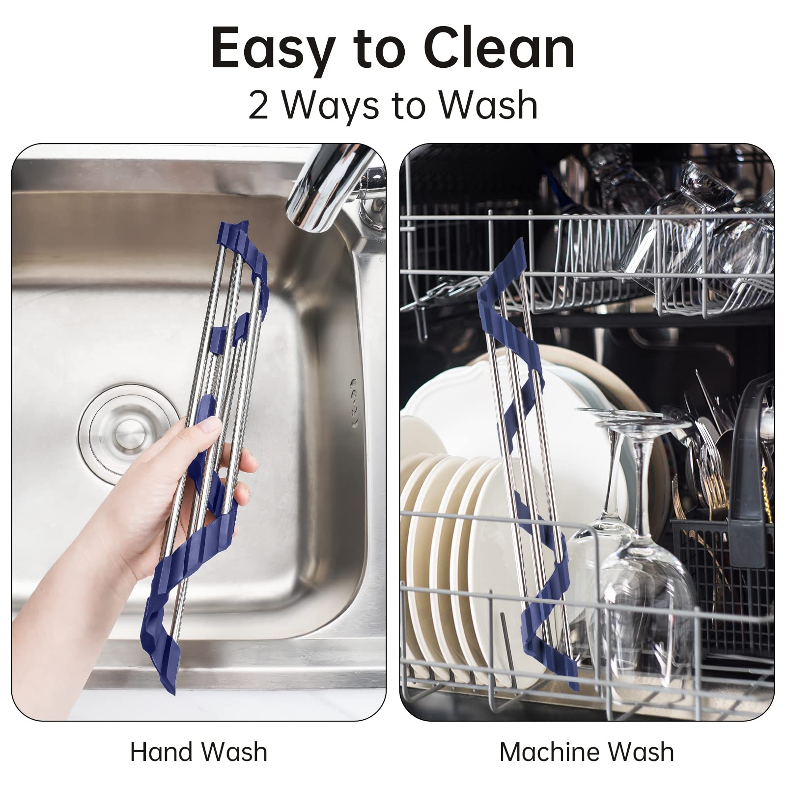 Triangle Foldable Dish Drying Rack, Small Roll-Up - Stainless Steel Over Sink Drainer for Kitchen Sink Corner, Rustproof