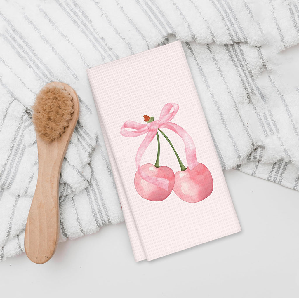 Girly Pink Bow Coquette Preppy Towel, 16x24 Inch