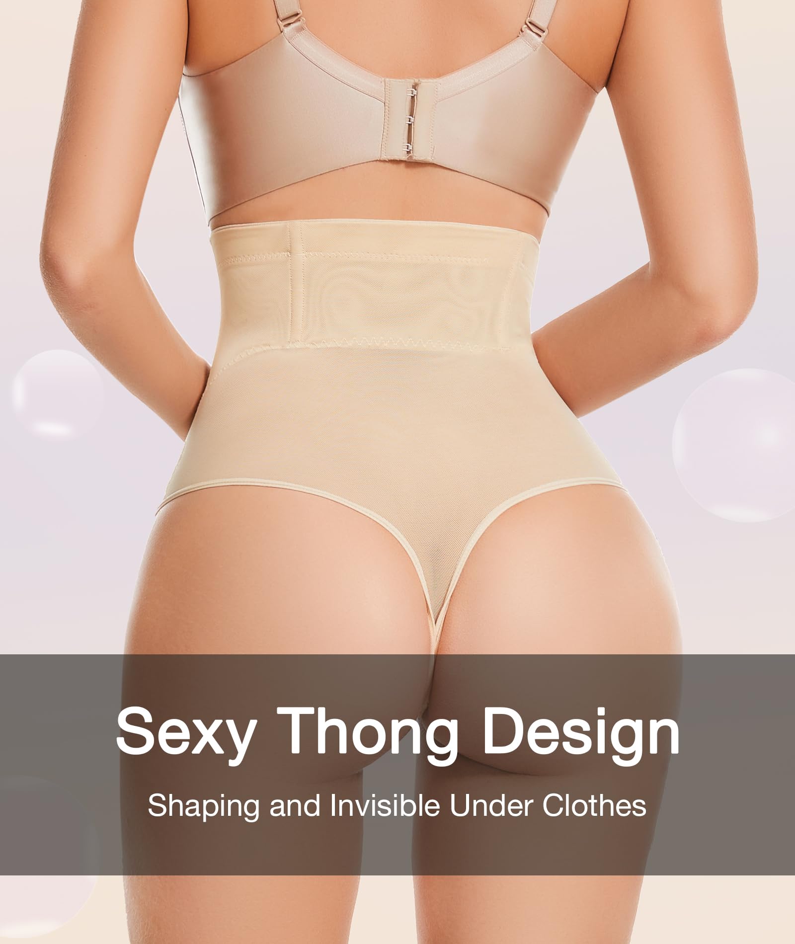 Thong Shapewear Tummy Control Underwear for Women High Waisted Body Shaper Stomach Girdle Panties