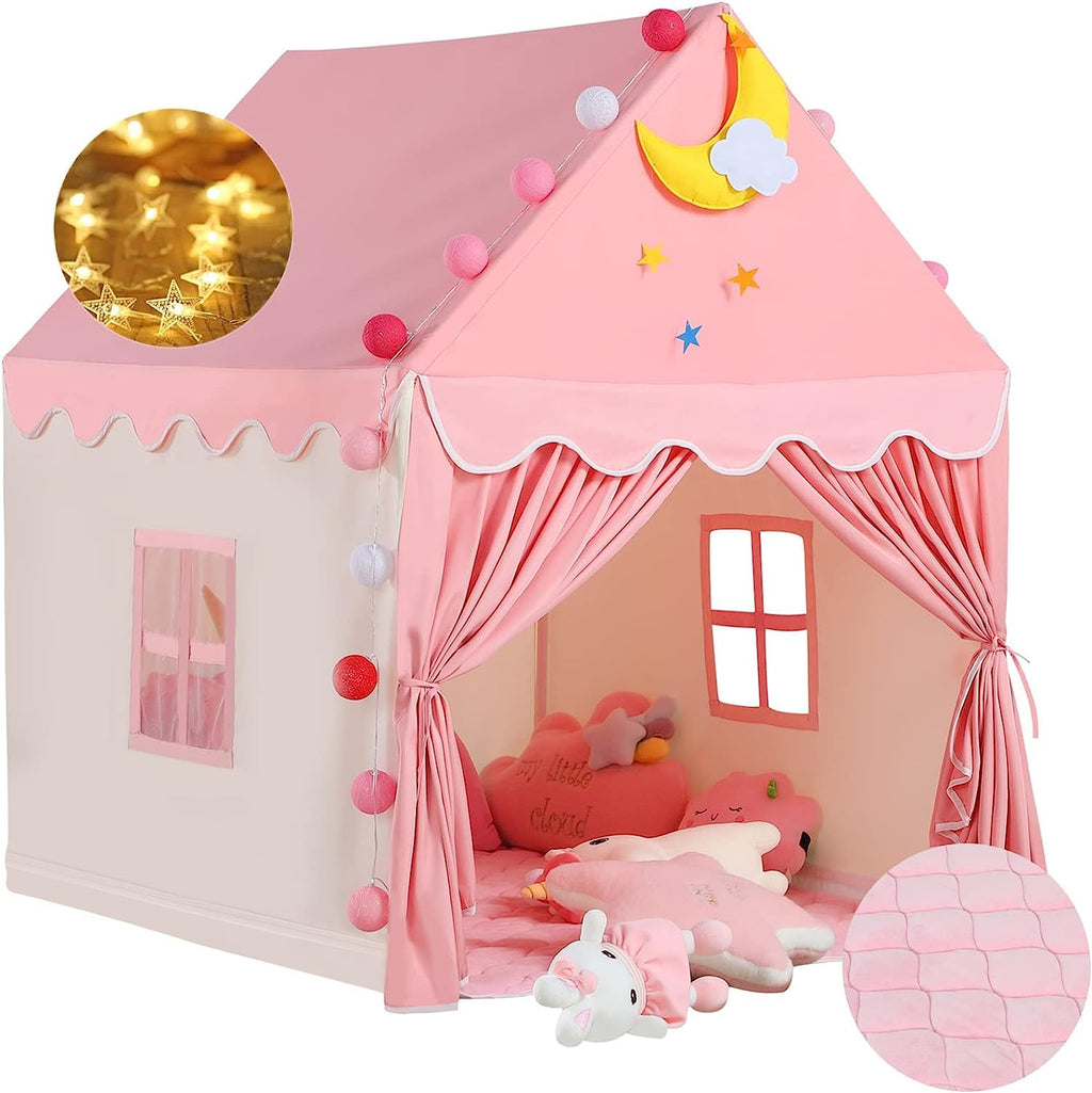 Kid Tent with Mat, Star Lights - Kids Play Tents for Toddlers Kids Tents Indoor Playhouse - Princess Tent for Girls Toy House