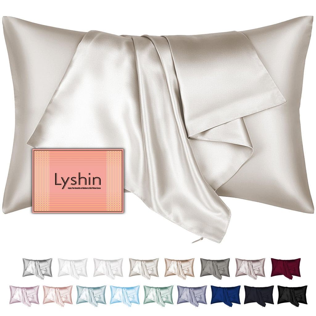 Silk Pillow Cases with Hidden Zipper, Ultra Smooth and Soft Breathable Cooling Silk Satin Pillowcase