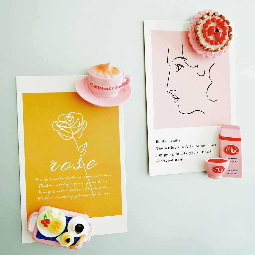 Cute Pink Aesthetics Kitchen Refrigerator Magnets â€?Strong Magnetic Hand-Painted Decor, Eco-Resin Magnets for Fridge