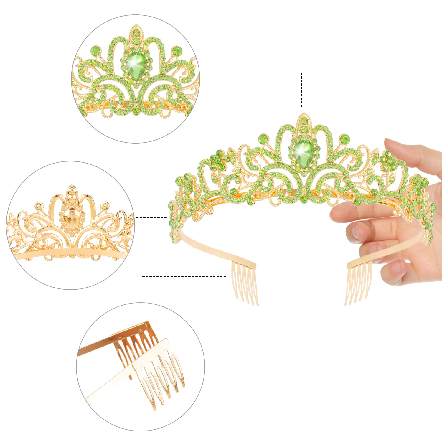 Princess Crystal Tiara Crown Headband Elegant Crown With Combs