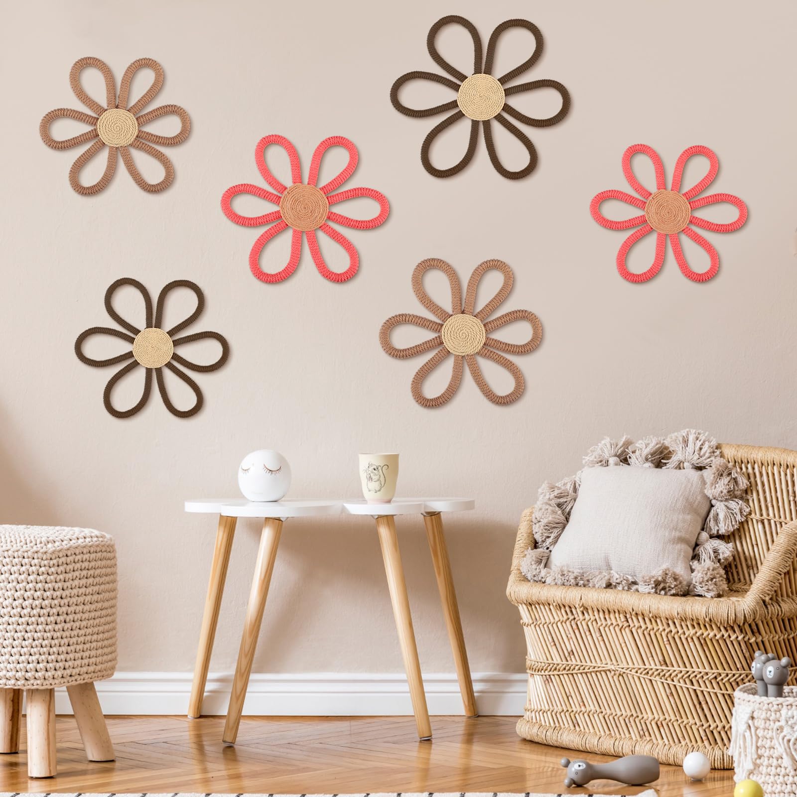 Nursery Decor Boho Daisy Flower 1 Woven Macrame Wall Hanging 3 Size