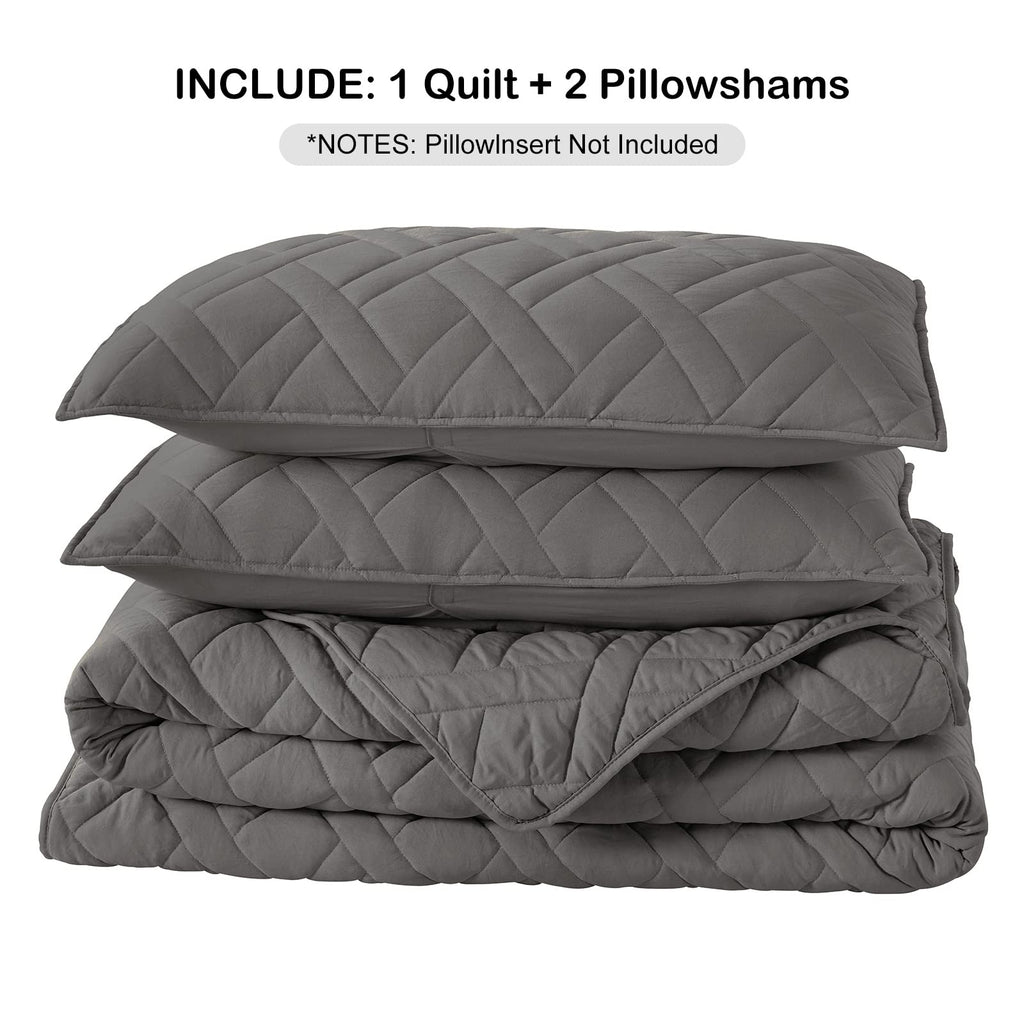 Quilt Size Lightweight Quilt for Summer Ultra-Soft Microfiber Modern Style Quilted Clouds Pattern Bedspread Quit Set 3 Pieces(1 Quilt and 2 Pillow Shams)