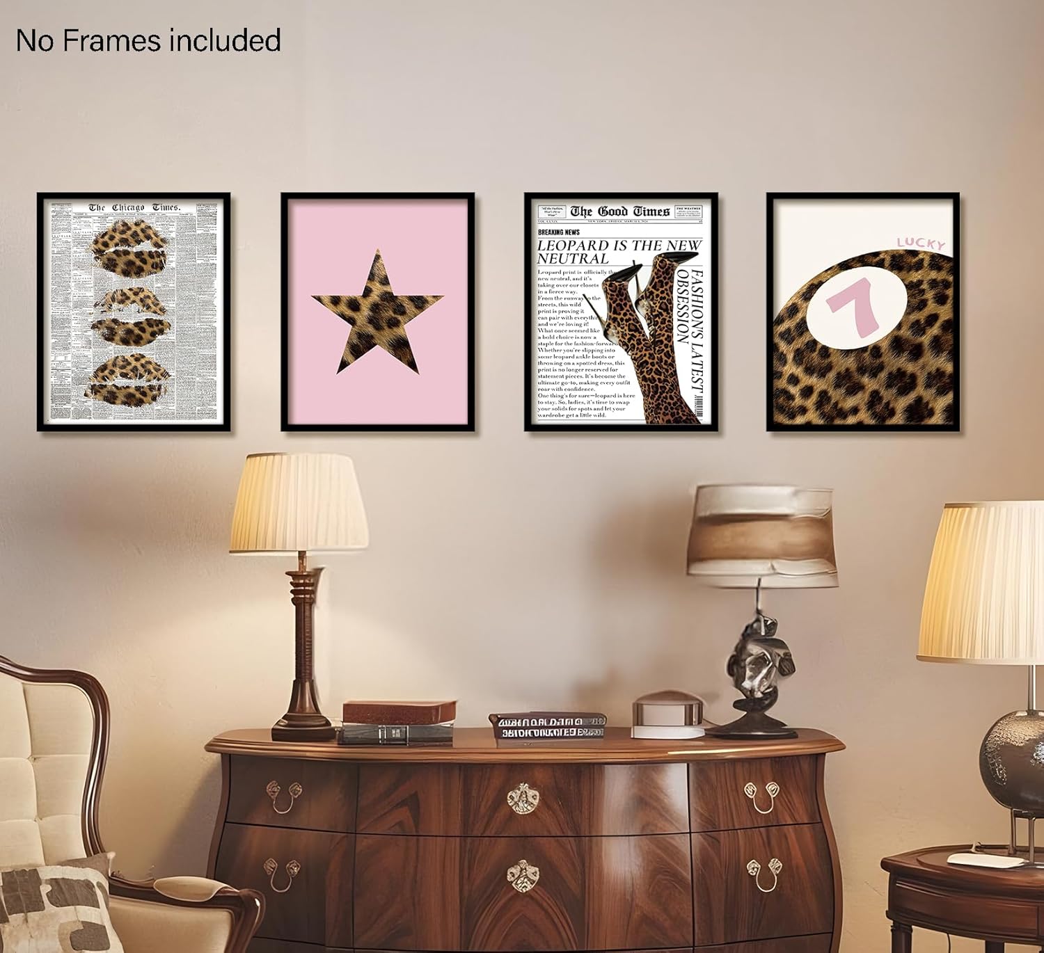 Trendy Pink Leopard Bbedroom Decor,Cheetah Print Room Decor Set of 4, Poster for Room Aesthetic,Preppy Aesthetic Room Decor for Girly Bedroom Apartment Dorm, 8x10 Unframed