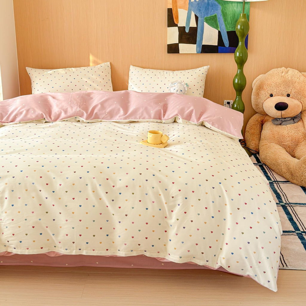 Cute Duvet Cover Sets 100% Cotton Bedding Comforter Cover Full 2 Pillowcases