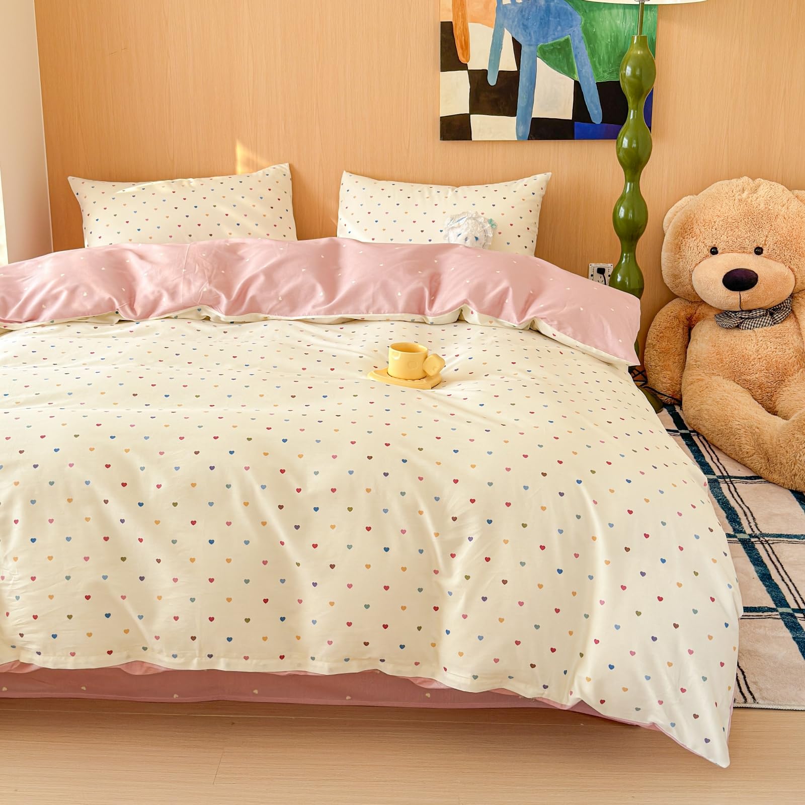 Cute Duvet Cover Sets 100% Cotton Bedding Comforter Cover Full 2 Pillowcases
