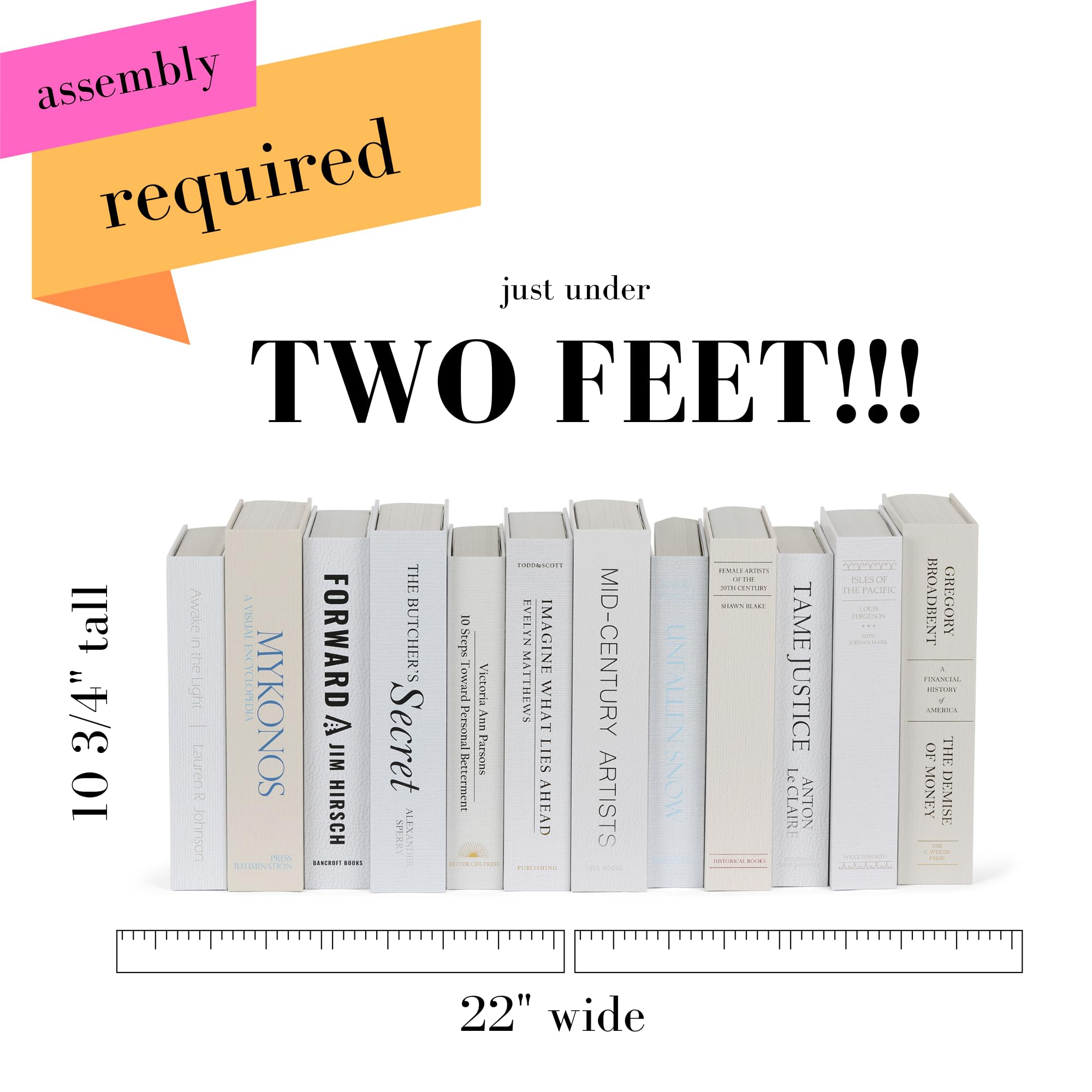 Decorative Faux Books, 12 Fake Books for Bookshelf Decor